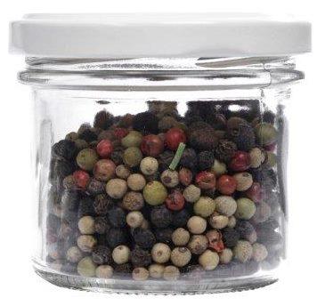 6er-Packung-125ml-Glasflaschen-mit-Deckel-transparent Sechs leere, klare Einmachgläser aus Glas mit Schraubdeckel, à 125 ml, in zwei Reihen nebeneinander auf weißem Hintergrund angeordnet.