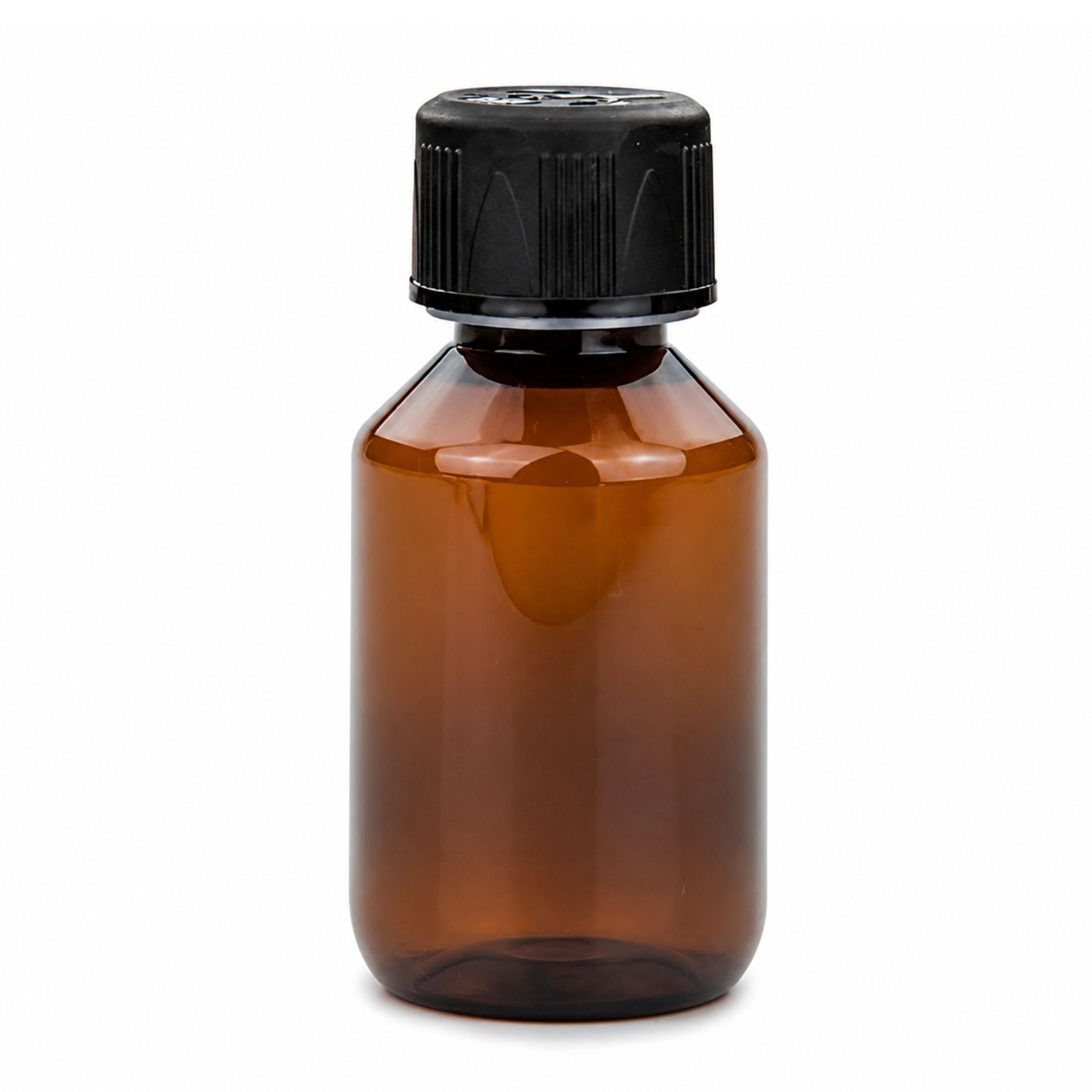 PET Flasche  100 ml braun Laborflasche (Kindersicherung)