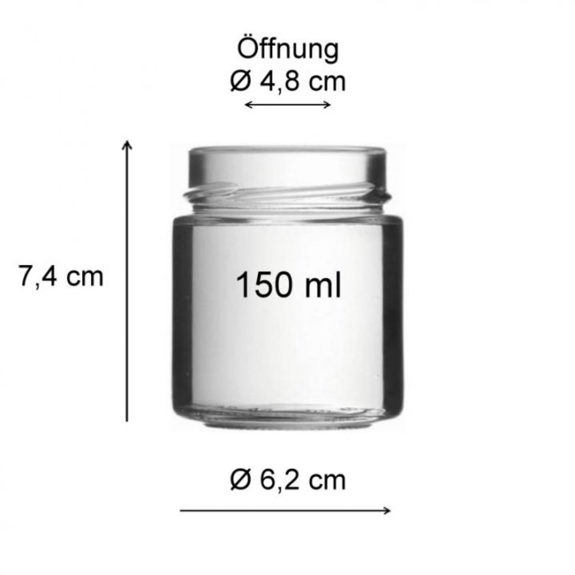 Bild einer transparenten Mikken Glasdose mit einem Fassungsvermögen von 150 ml, ausgestattet mit einem blauen Blueseal-Deckel, ideal zur luftdichten Aufbewahrung von Lebensmitteln oder Kleinteilen.