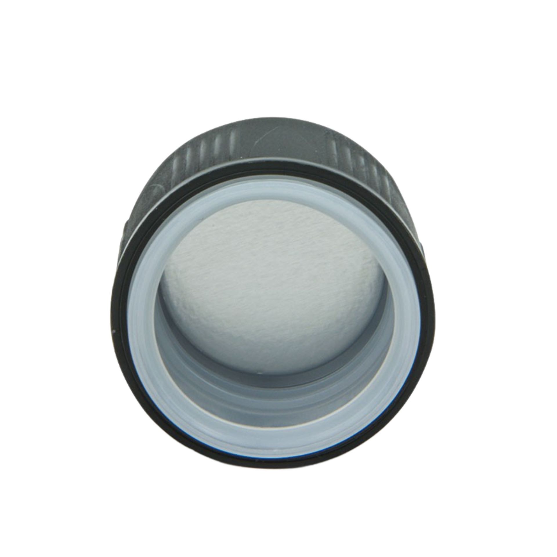 Sicherer PP28 ROPP Schraubverschluss mit Sicherheitsring aus Kunststoff – Lebensmittelecht & Aromadicht Schwarzer PP28-ROPP-Schraubverschluss mit Sicherheitsring aus Kunststoff, dargestellt auf weißem Hintergrund.