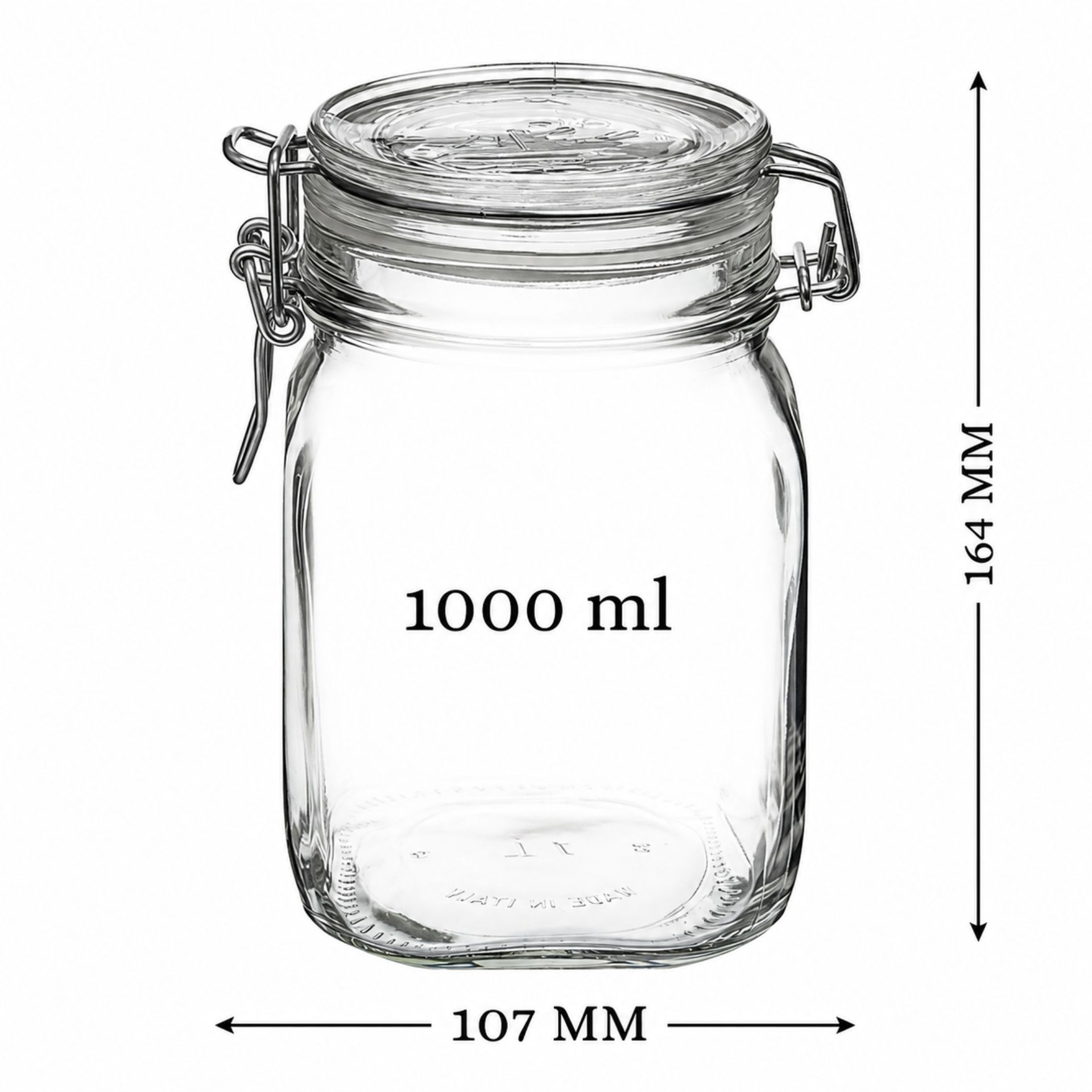 Bormioli Bügelverschlussglas 1000 ml eckig