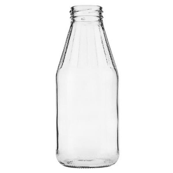 Glasflasche 500 ml für Saft Milch mit Facetten Weithals leer