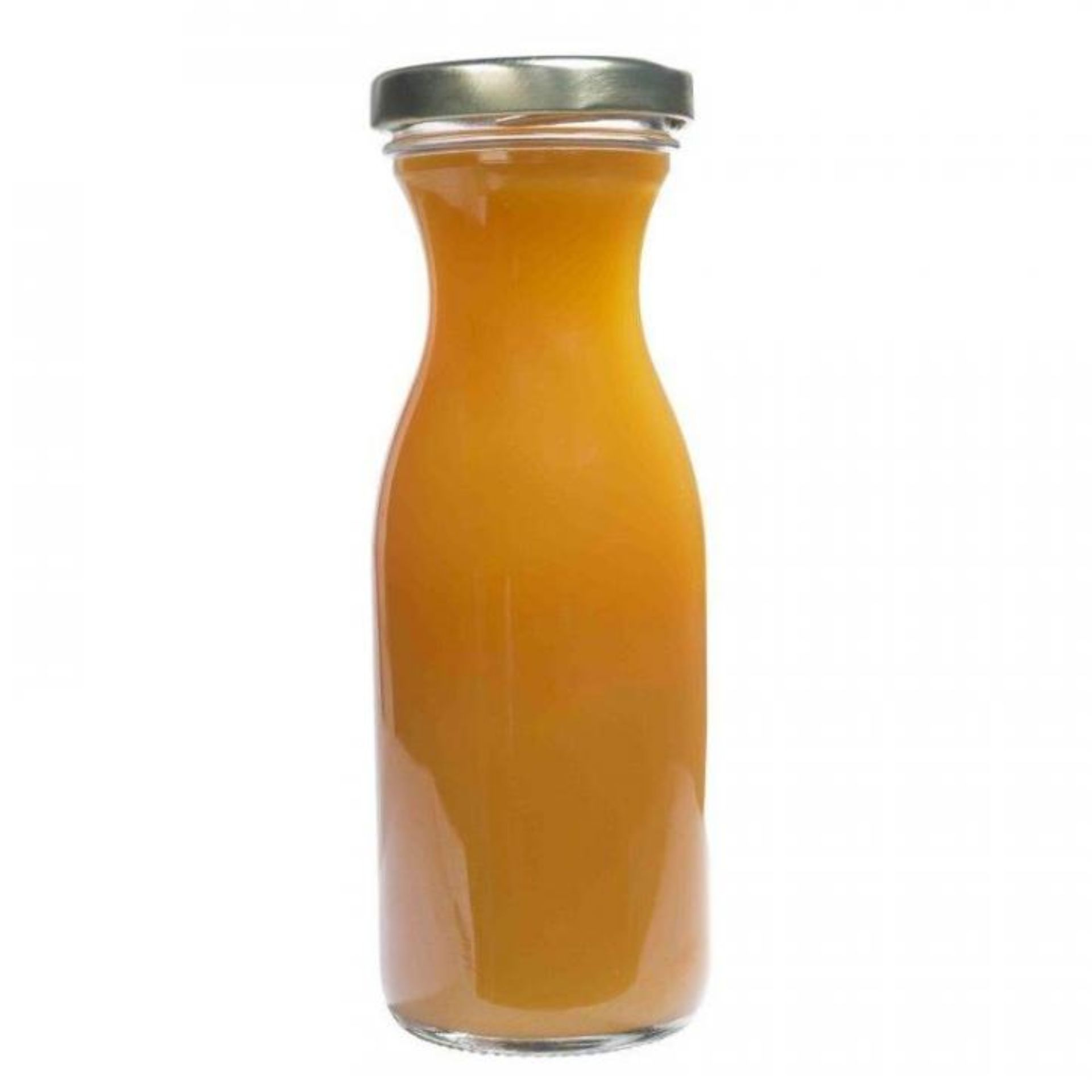 Glasflasche 250 ml Saftflasche mit Schraubverschluss, ideal für Getränkeabfüllung, transparentes Design, geeignet für Wiederverwendung und umweltfreundliche Verpackung.