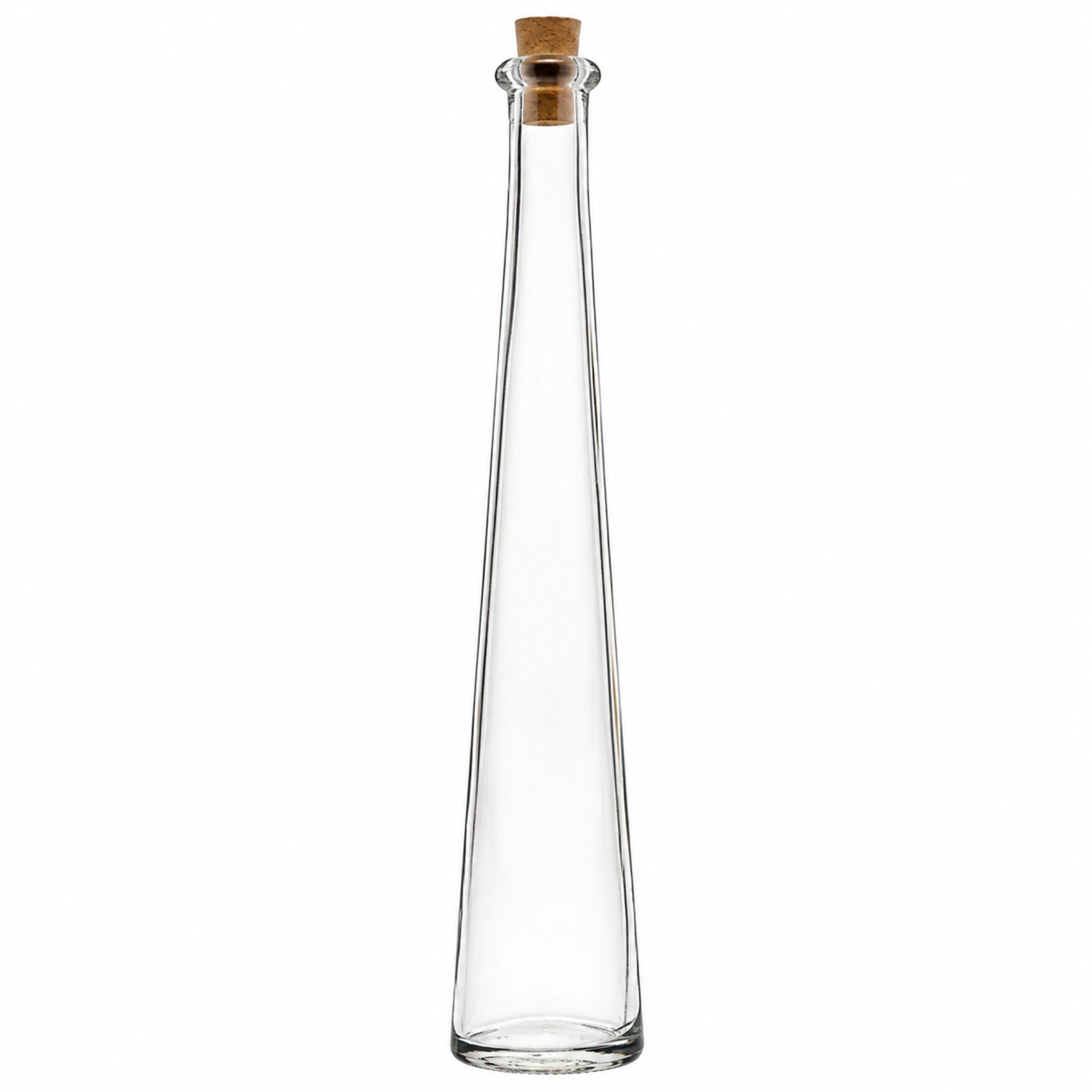 Glasflasche 200 ml Kegel mit Korken ideal für Öle und Liköre, Produktabbildung - Flaschen Gläser und Dosen.