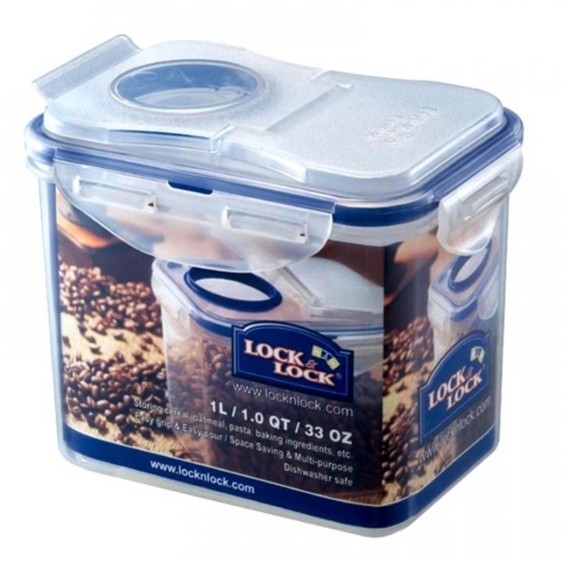 Lock & Lock Schüttbox HPL812F 1000 ml Frischhaltebox – transparente Kunststoff-Box mit praktischem Schüttverschluss, ideal zur Vorratshaltung und Aufbewahrung von trockenen Lebensmitteln wie Reis, Müsli oder Mehl.