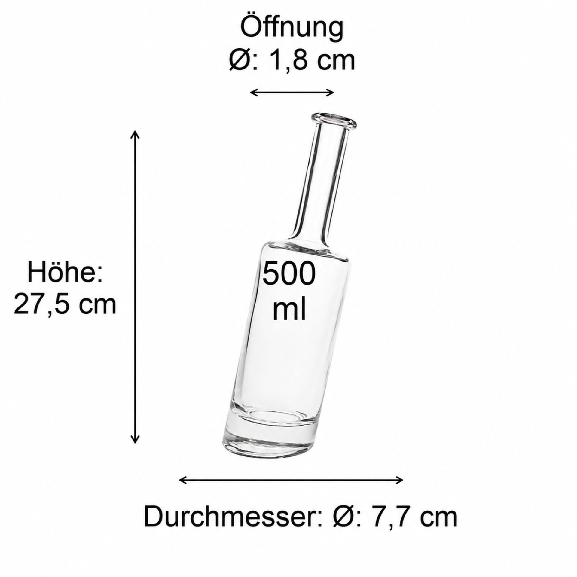 Bild eines klaren Weinglases Pisa 500 ml mit zylindrischem Stiel und elegantem Kelchdesign auf weißem Hintergrund. Perfekt für Weinliebhaber und Gastronomiebetriebe.