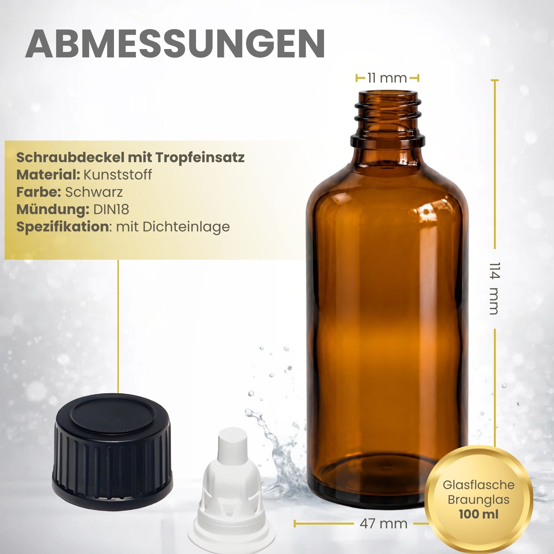 Tropfflasche  100 ml braun Glas Dosierflasche