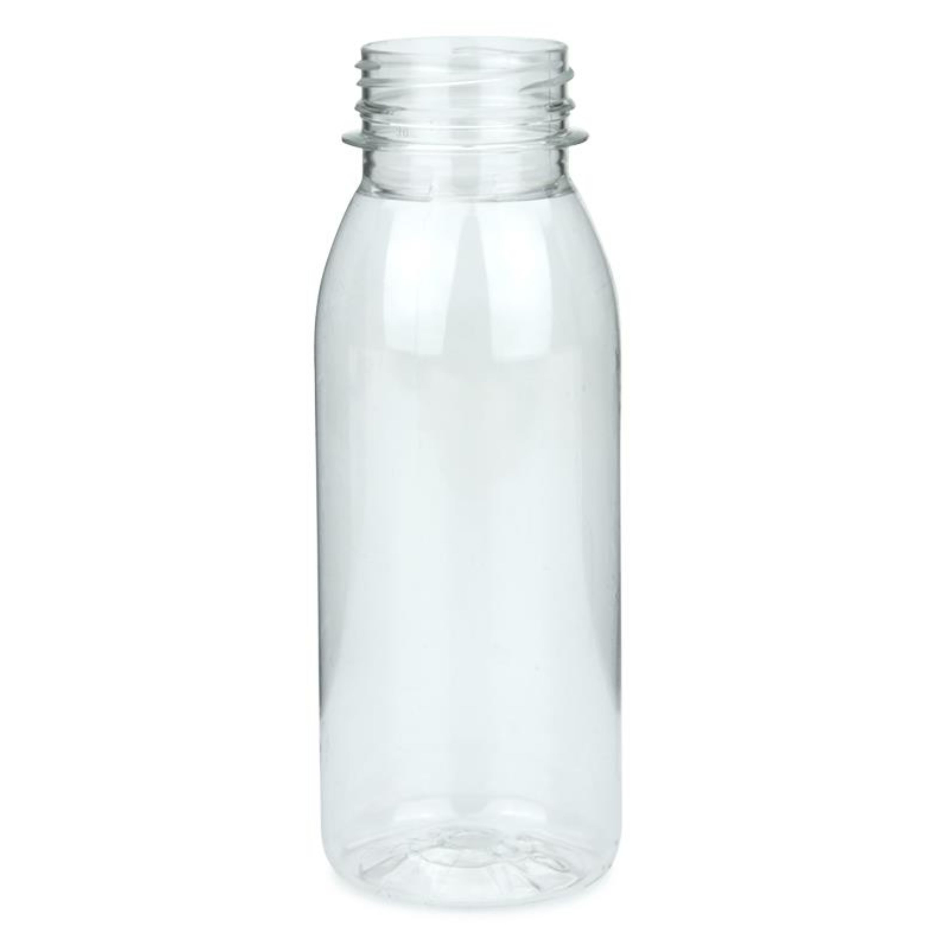 Transparenter, zylindrischer Glasbehälter ohne Deckel, mit weitem Hals und klarem, schlichten Design, stehend auf weißem Hintergrund.