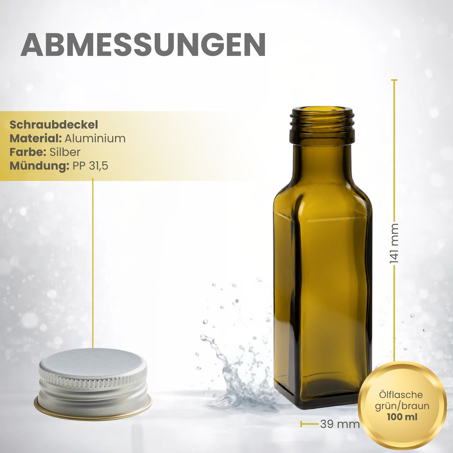 Glasflasche  100 ml eckig Marasca Antik
