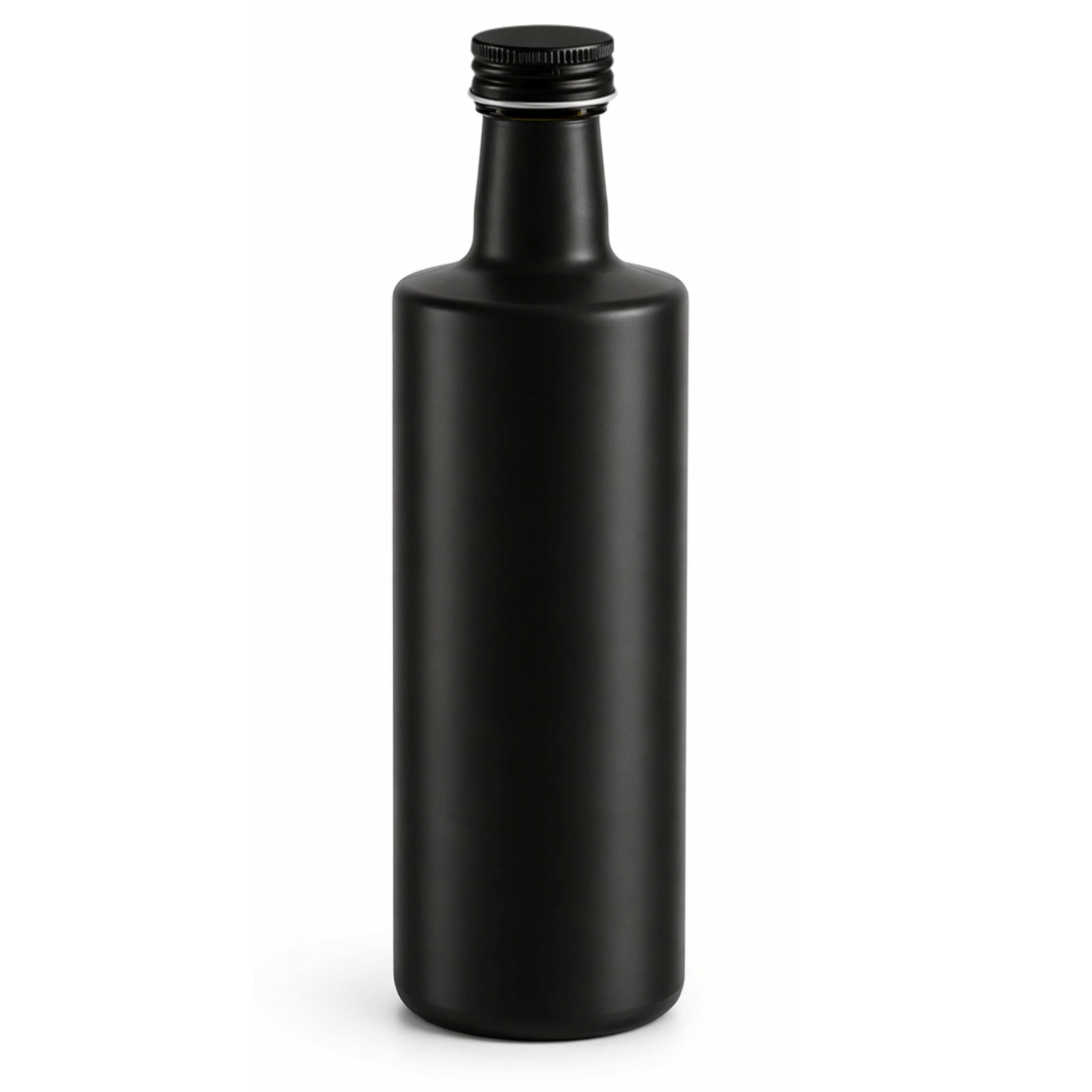 Glasflasche 500 ml rund schwarz Ölflasche Deckel schwarz