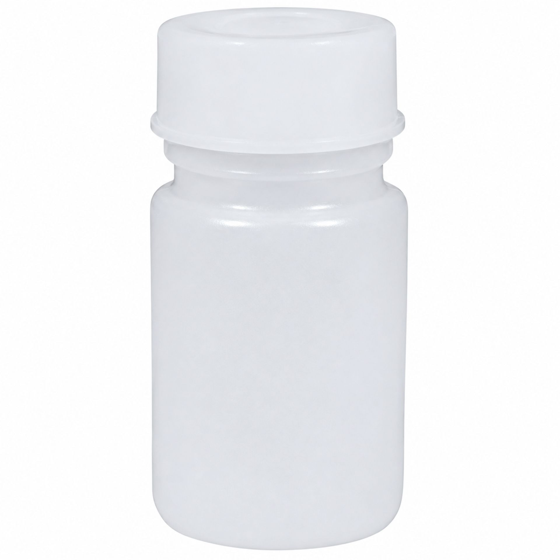 Laborflasche aus PE, 50 ml, Weithalsflasche mit Schraubverschluss, ideal für Laboranwendungen oder Probenaufbewahrung.
