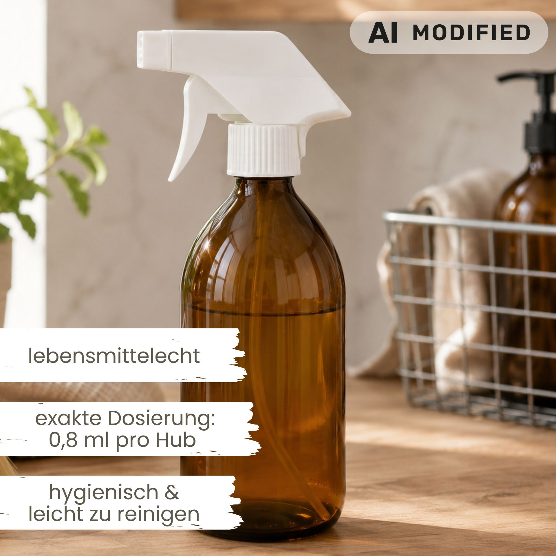 Sprühflasche 1000 ml Glas braun mit Trigger