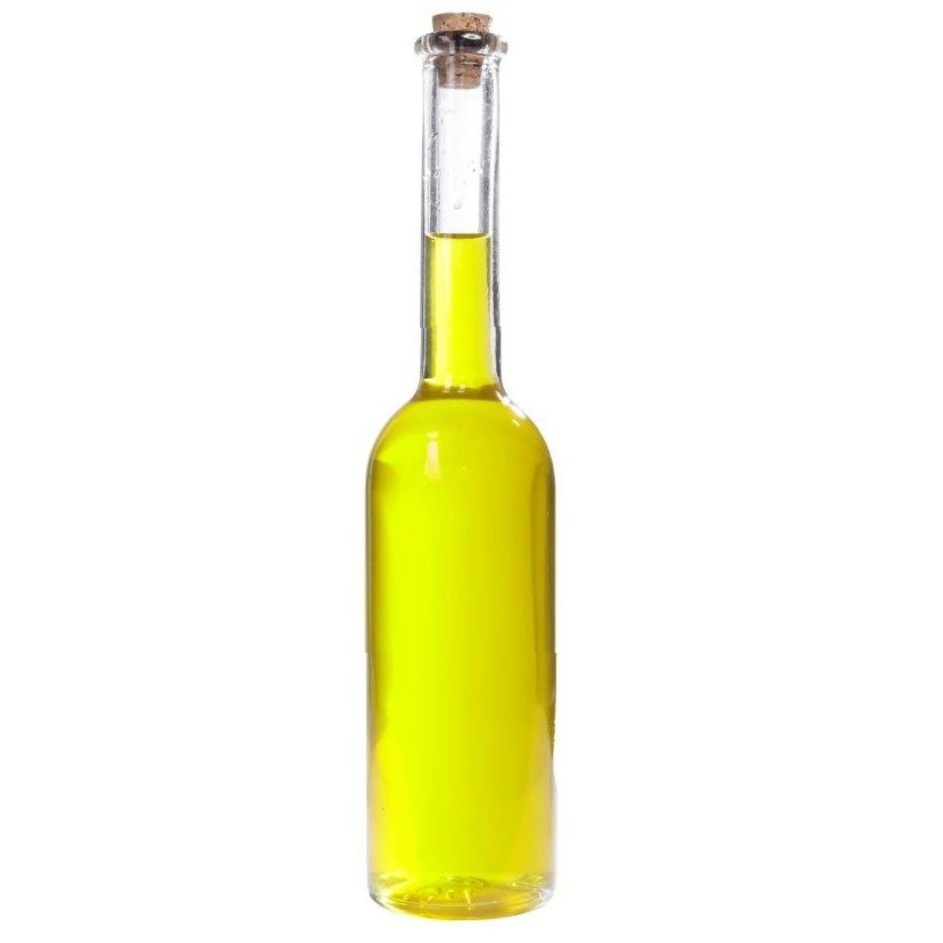Langhals-Glasflasche 100 ml mit Korken, stilvolles Design für handgemachte Liköre und Öle, ideal für kreative Geschenkideen und nachhaltige Aufbewahrung.
