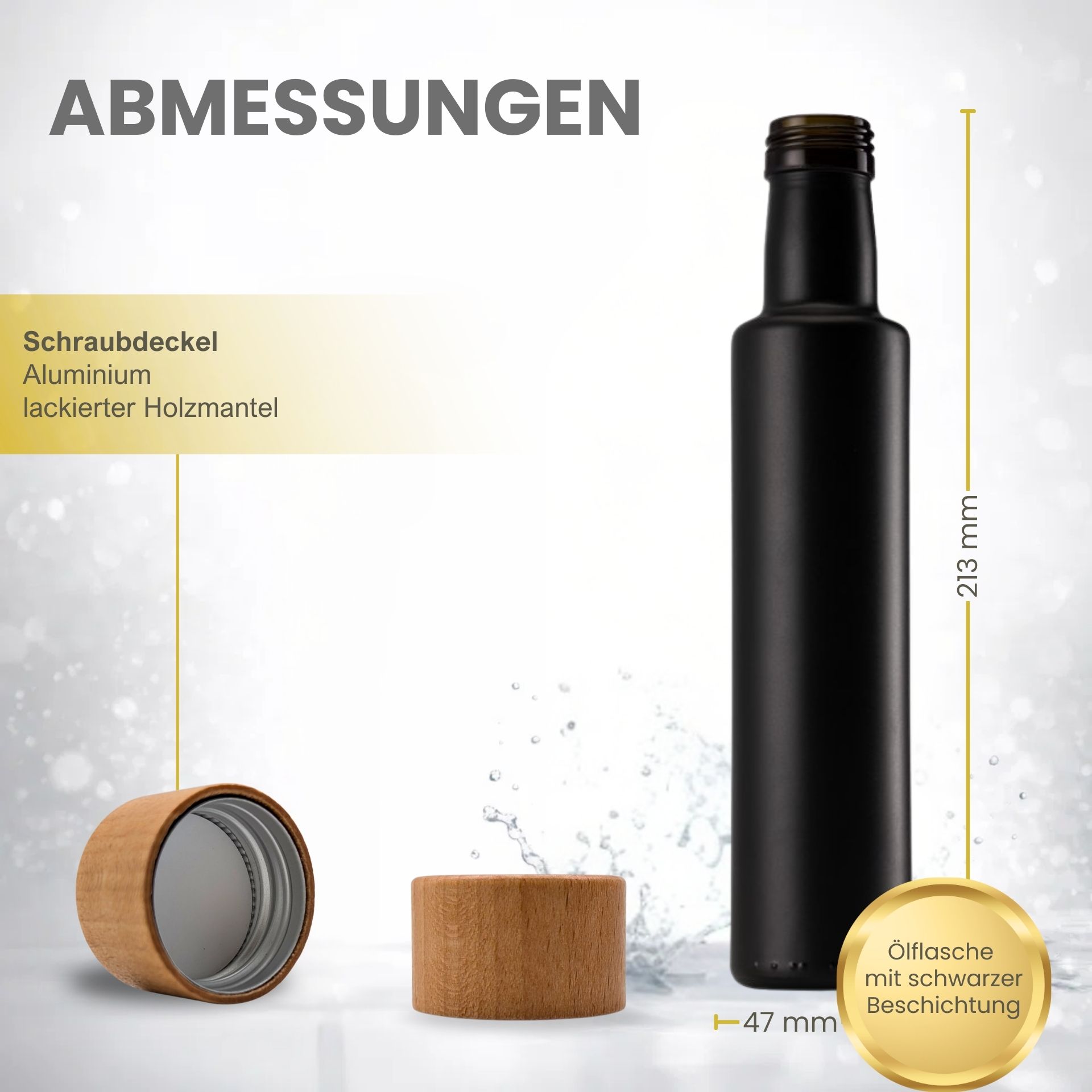 mikken Ölflasche Glasflasche matt schwarz, 250 ml