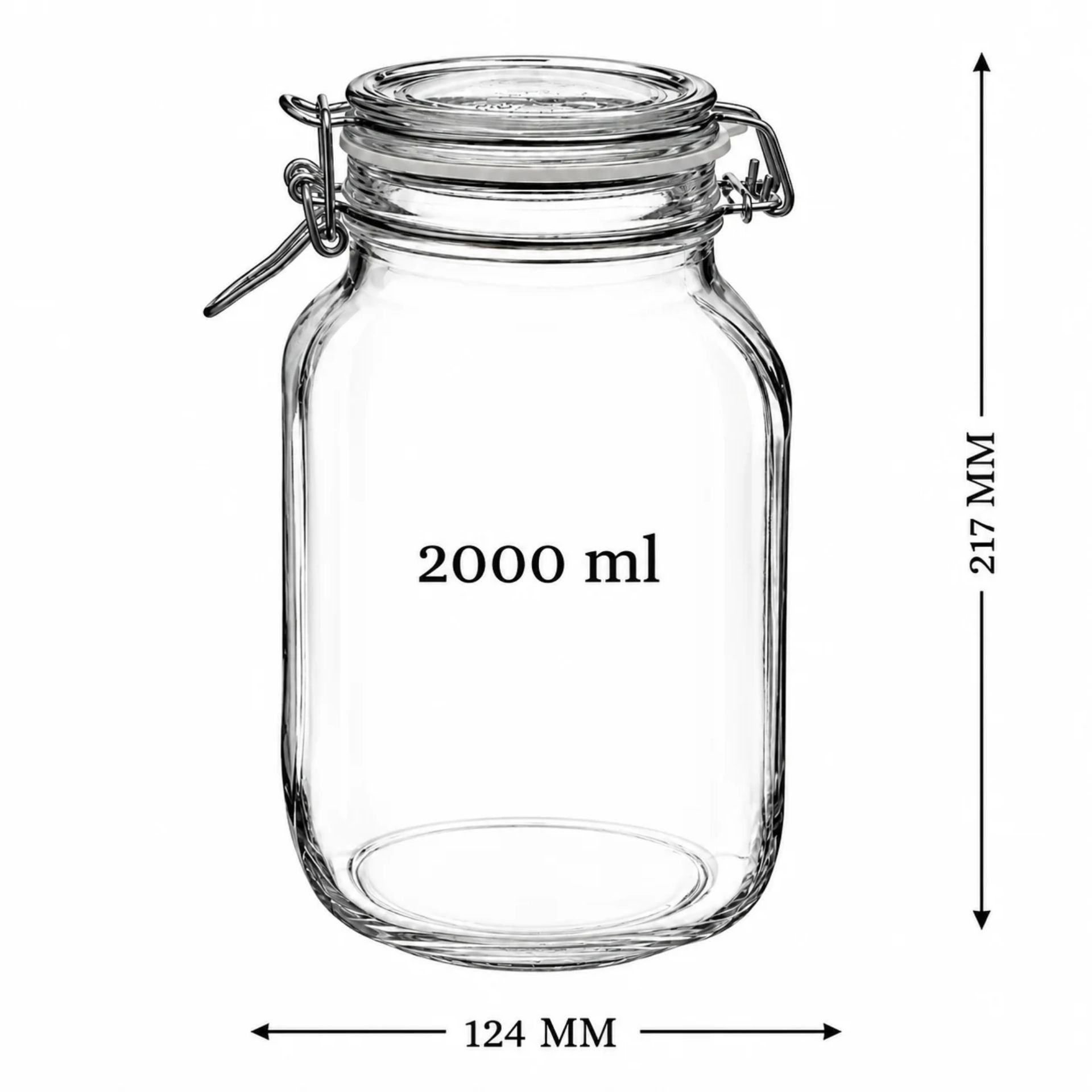 Bormioli Bügelverschlussglas 2000 ml eckig