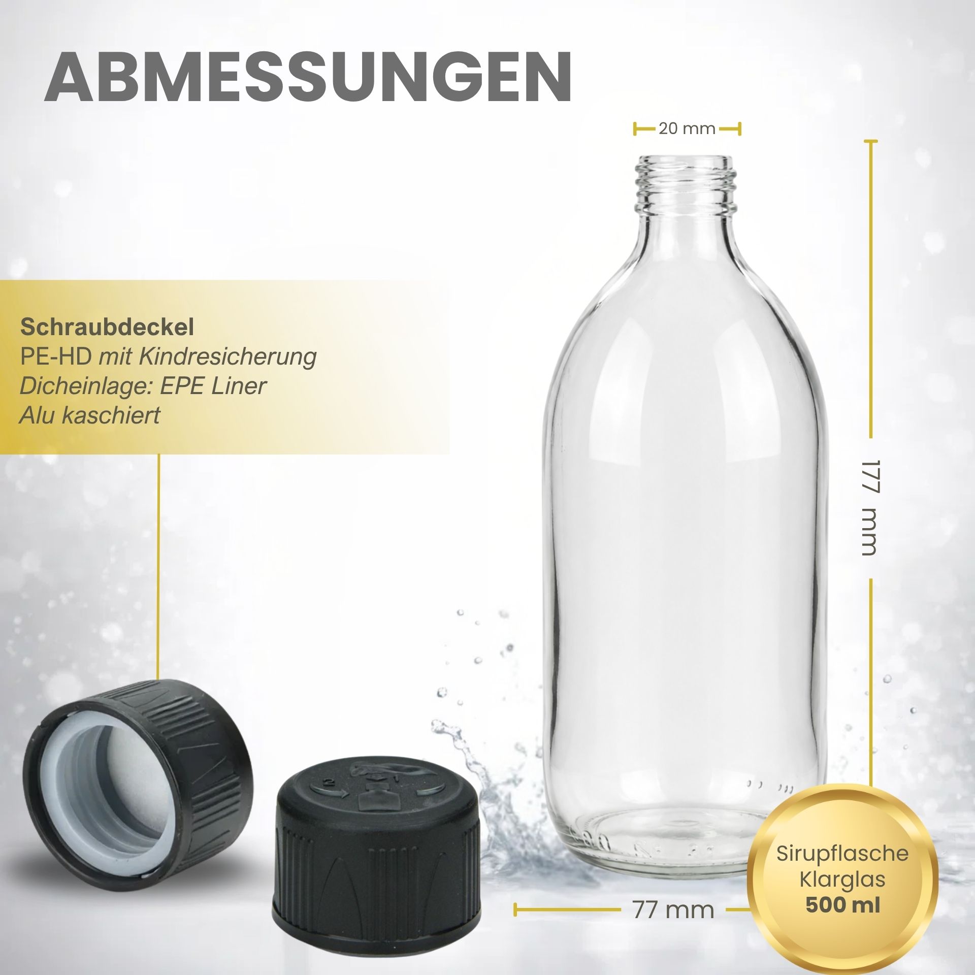 Sirupflasche 500 ml Glas Schraubdeckel (Kisi)