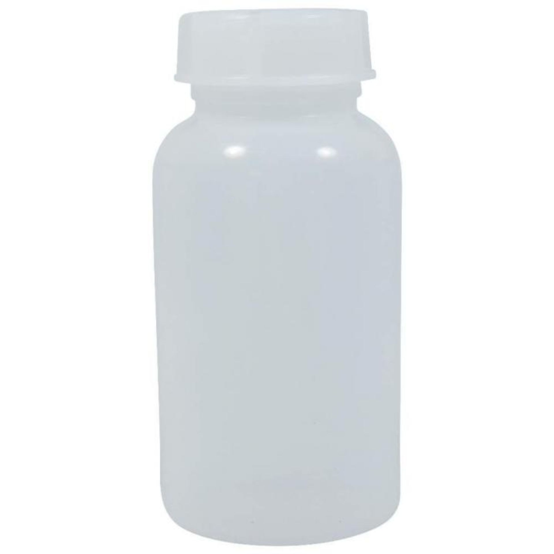 Bild einer 500 ml Laborflasche aus Polyethylen mit Weithalsdesign und Schraubverschluss, geeignet für sichere Aufbewahrung von Flüssigkeiten.