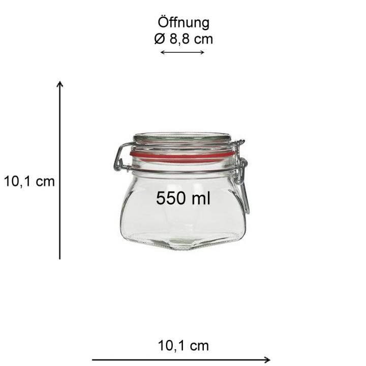 Bügelglas 550 ml eckig Glasdose mit Bügelverschluss 