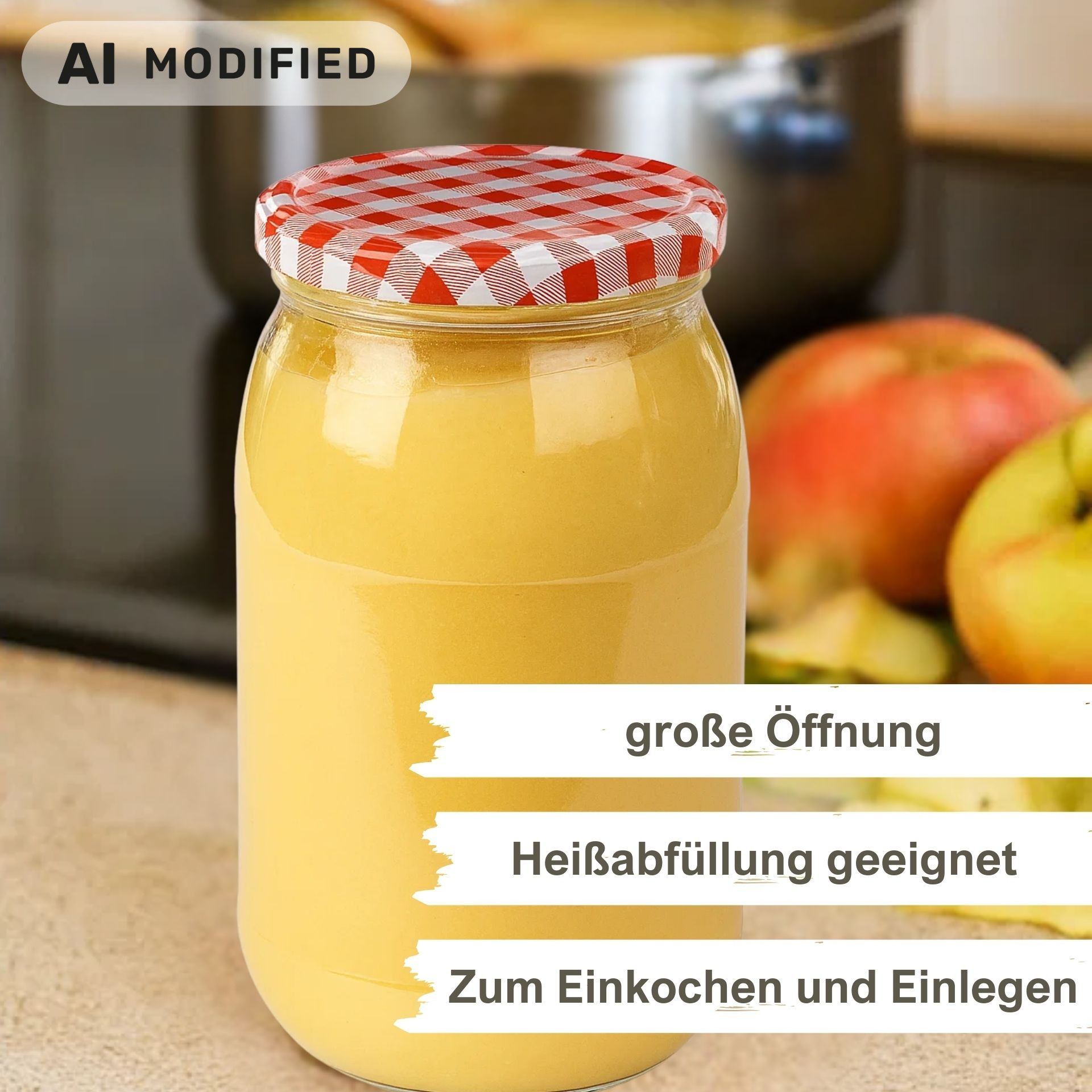 Einmachgläser 6x900 ml mit Schraubdeckel rot-weiss kariert