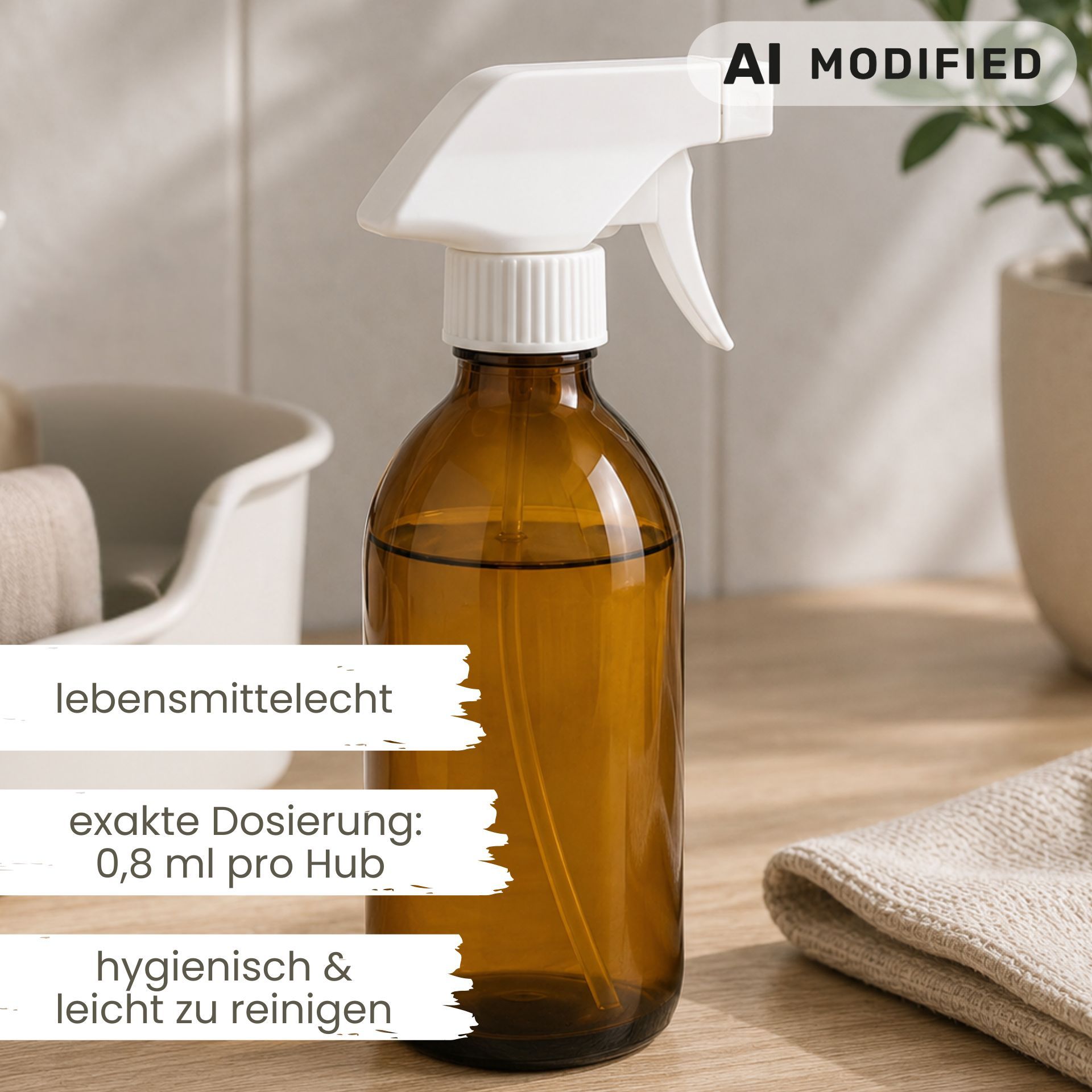 Sprühflasche  250 ml Glas braun mit Trigger