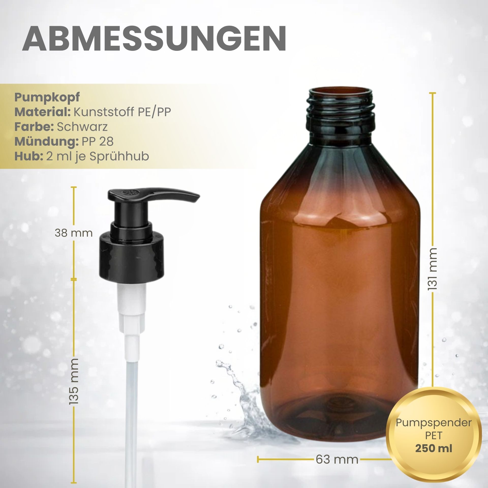 Seifenspender  250 ml braun Lotionspender PET Kunststoff