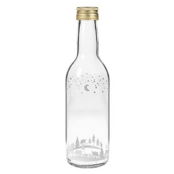 Glasflasche 250 ml mit Wintermotiv Weihnachtsmotiv