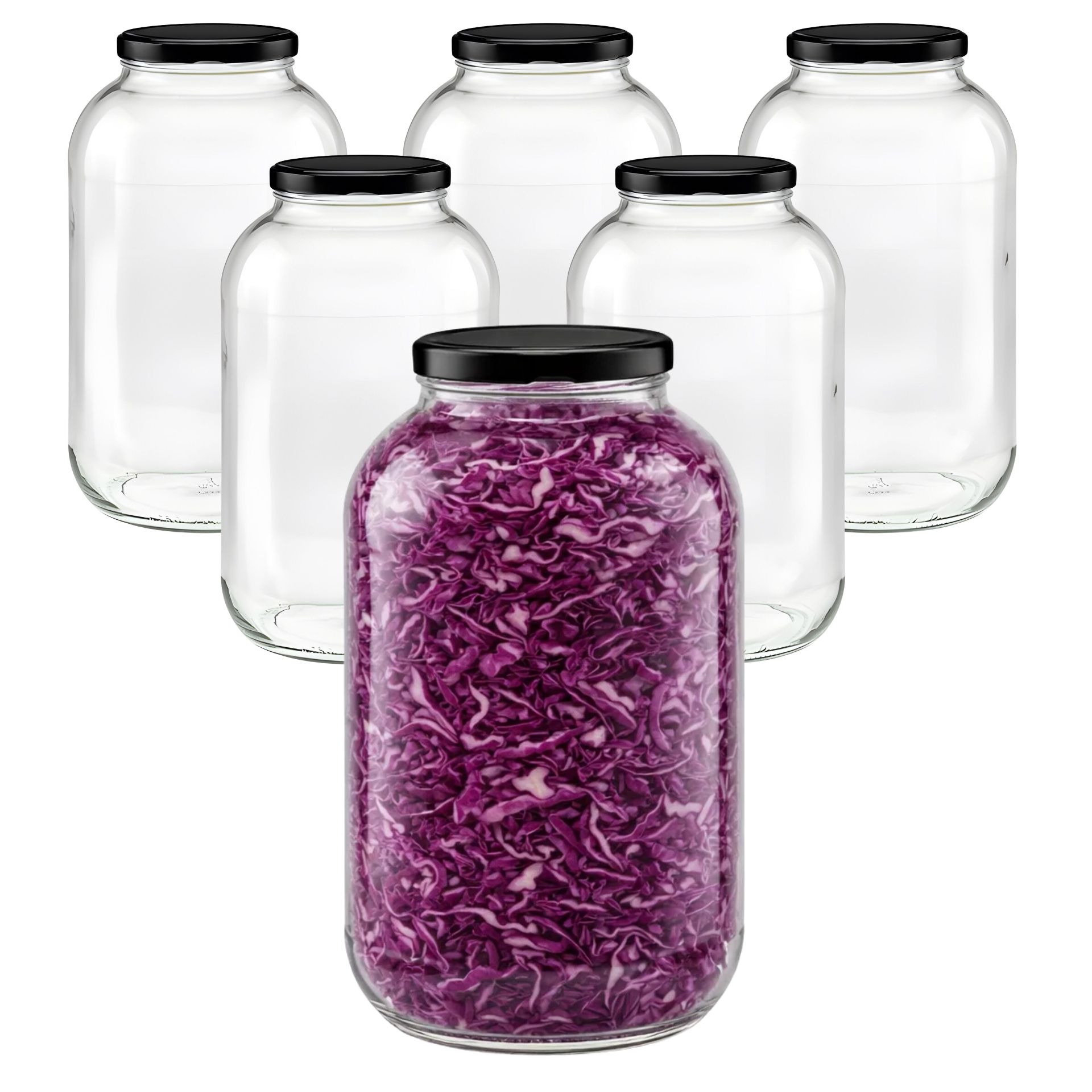 Einmachgläser 6x4250 ml mit Schraubdeckel schwarz