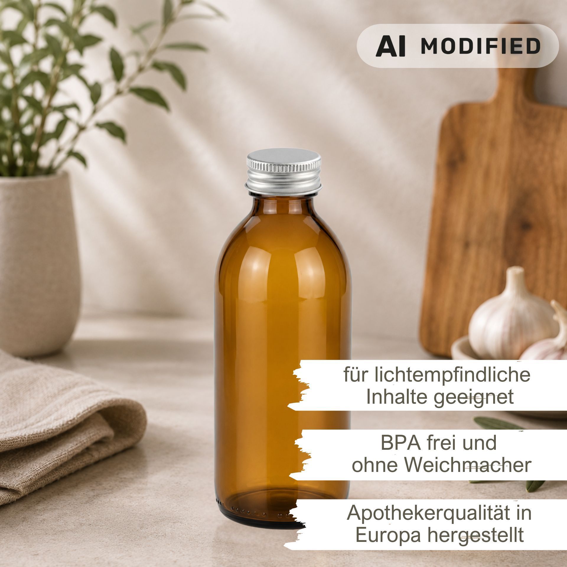Apothekerflasche  200 ml Glas Schraubdeckel