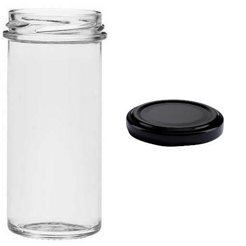 174 ml schwarzes Glasgefäß mit glatter Oberfläche, ideal für Getränke oder kreative Dekorationen, erhältlich auf Flaschen Gläser und Dosen.