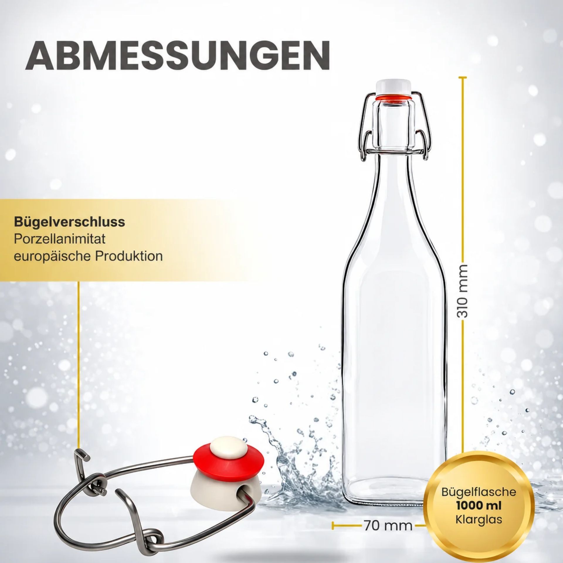 Bügelflaschen Set 6x1000 ml eckig