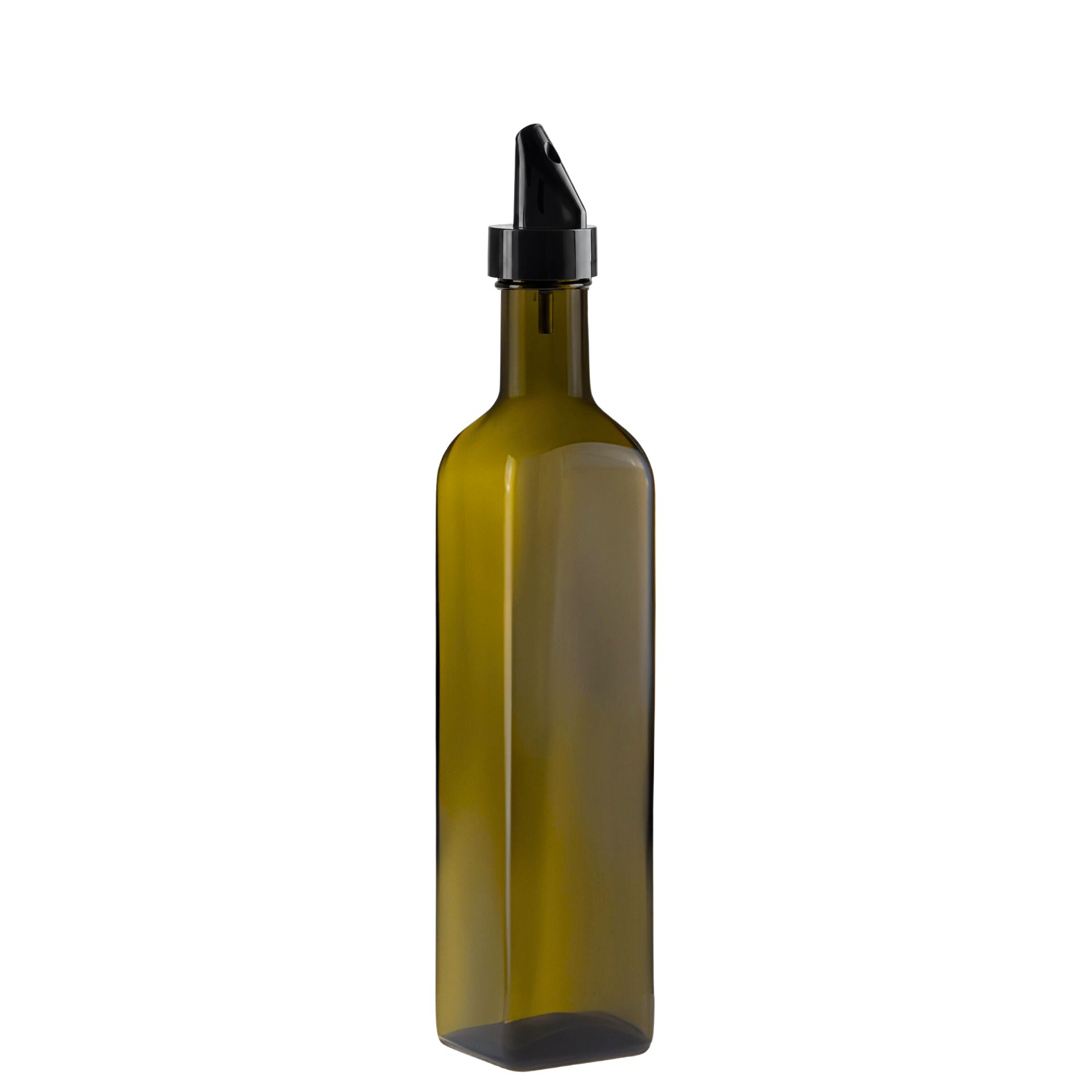 Glasflasche 500 ml eckig Antik mit Ausgießer Kunststoff