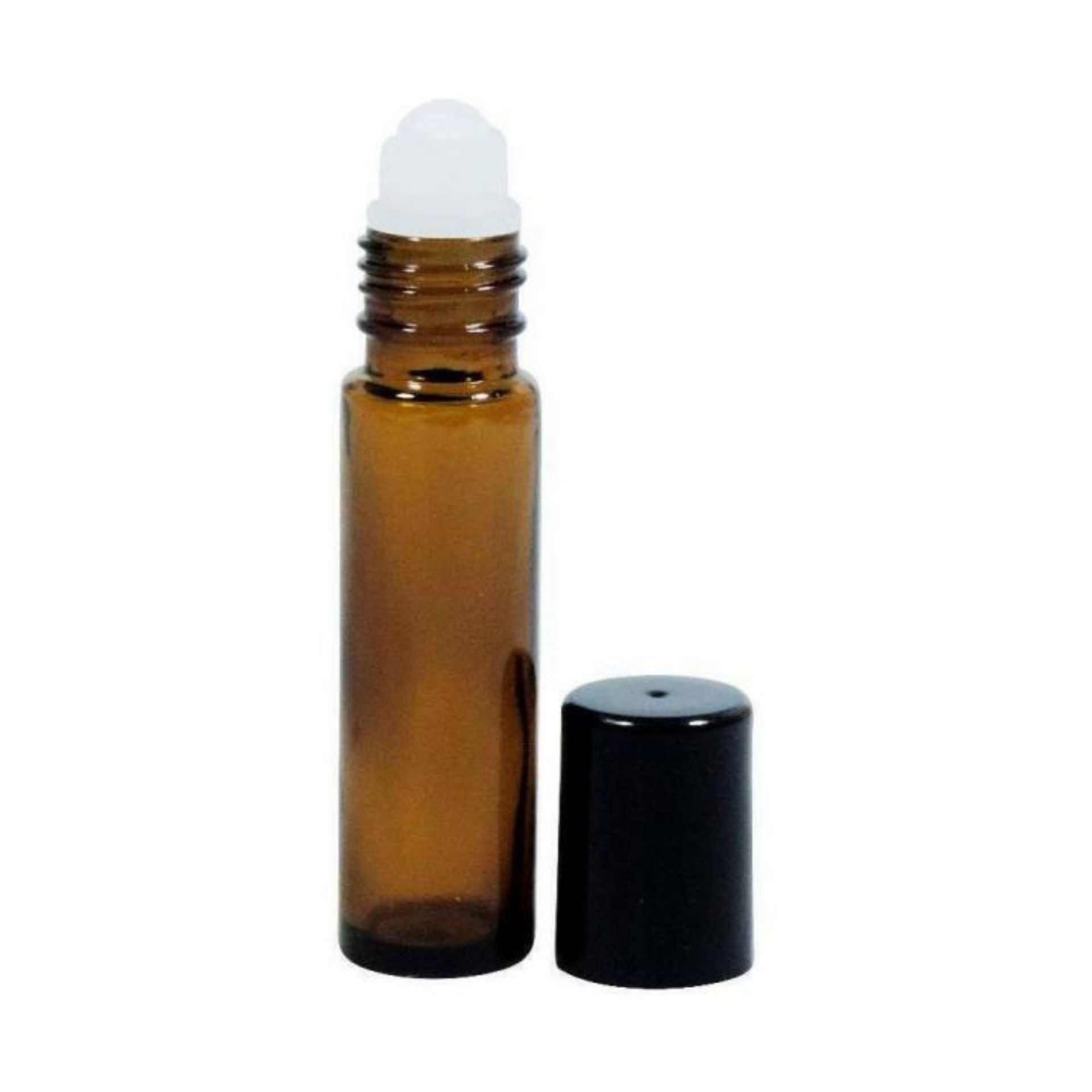 Roll-On Flasche 10 ml aus braunem Glas, BPA-frei, mit Deoroller-Aufsatz für umweltfreundliche und sichere Aufbewahrung von Flüssigkeiten.