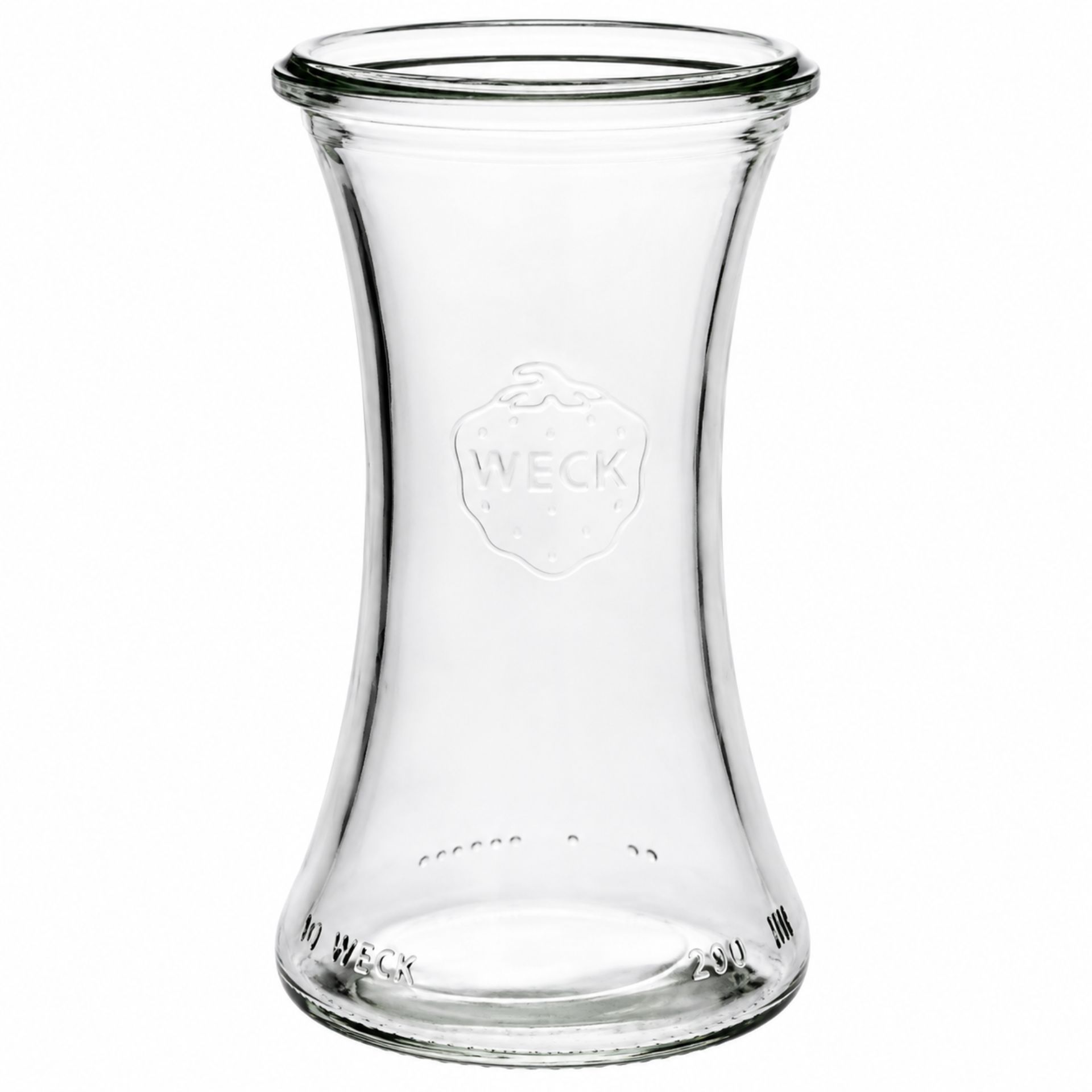 Weckglas Delikatessenglas 200 ml mit abnehmbarem Glasdeckel und Klammern, ideal zur Aufbewahrung von Lebensmitteln oder zum Einmachen, transparentes Design für vielseitige Küchenanwendungen.
