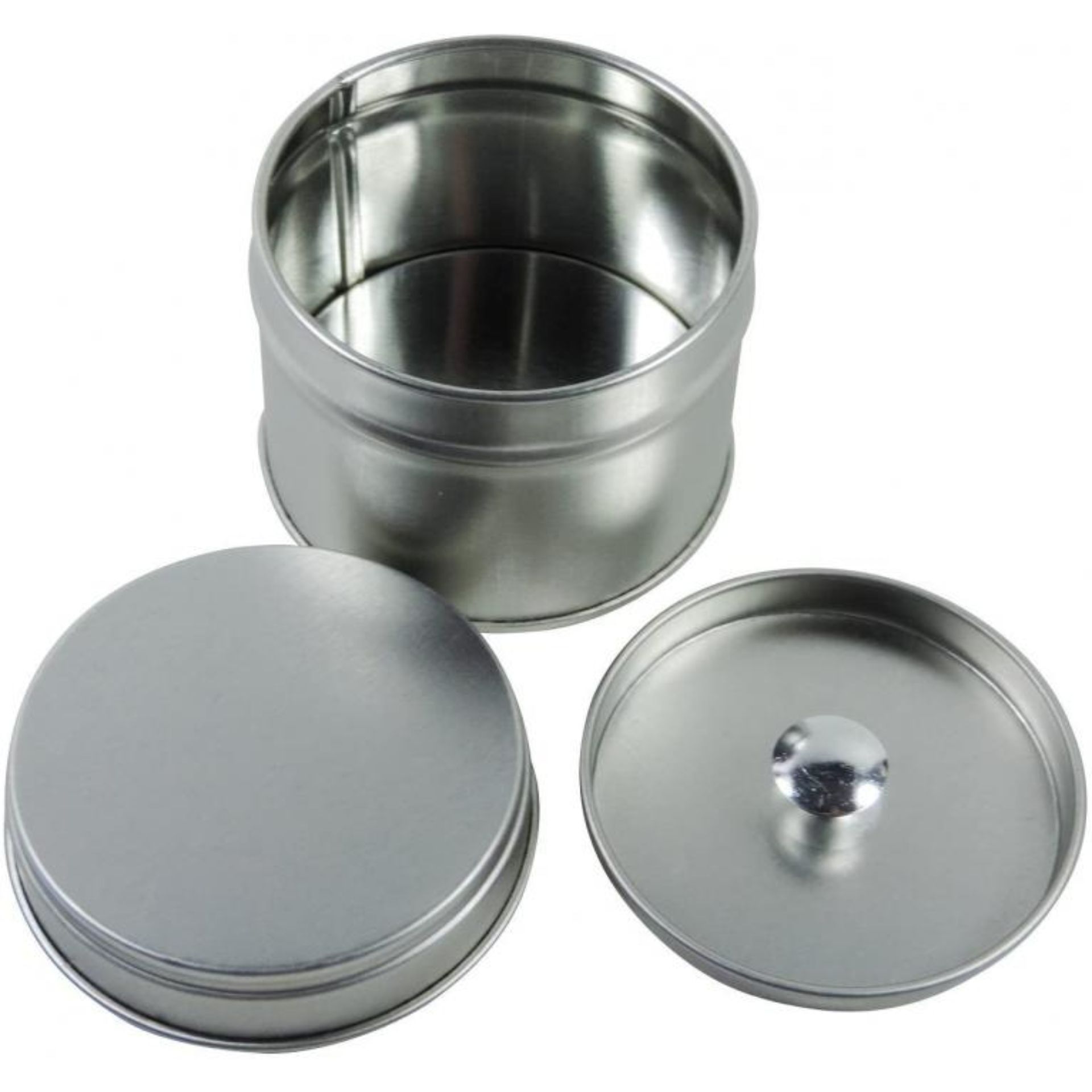 Runde Vorratsdose mit einem Durchmesser von 6 cm, perfekt zur Aufbewahrung von Gewürzen, abgebildet in einer hochwertigen Produktaufnahme.