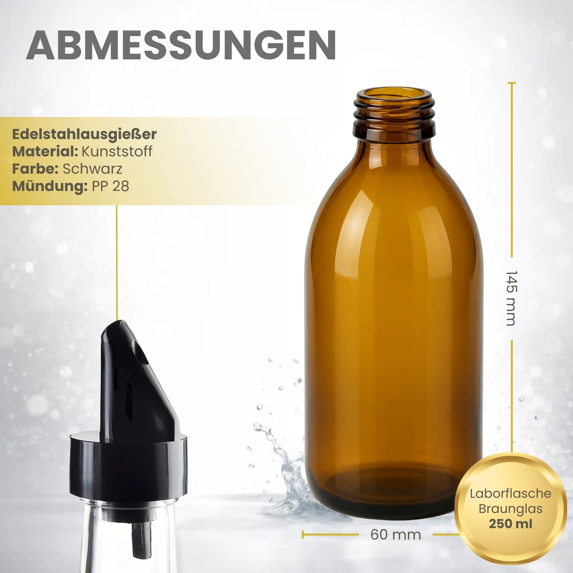 Apothekerflasche  250 ml Glas Kunststoff-Ausgießer