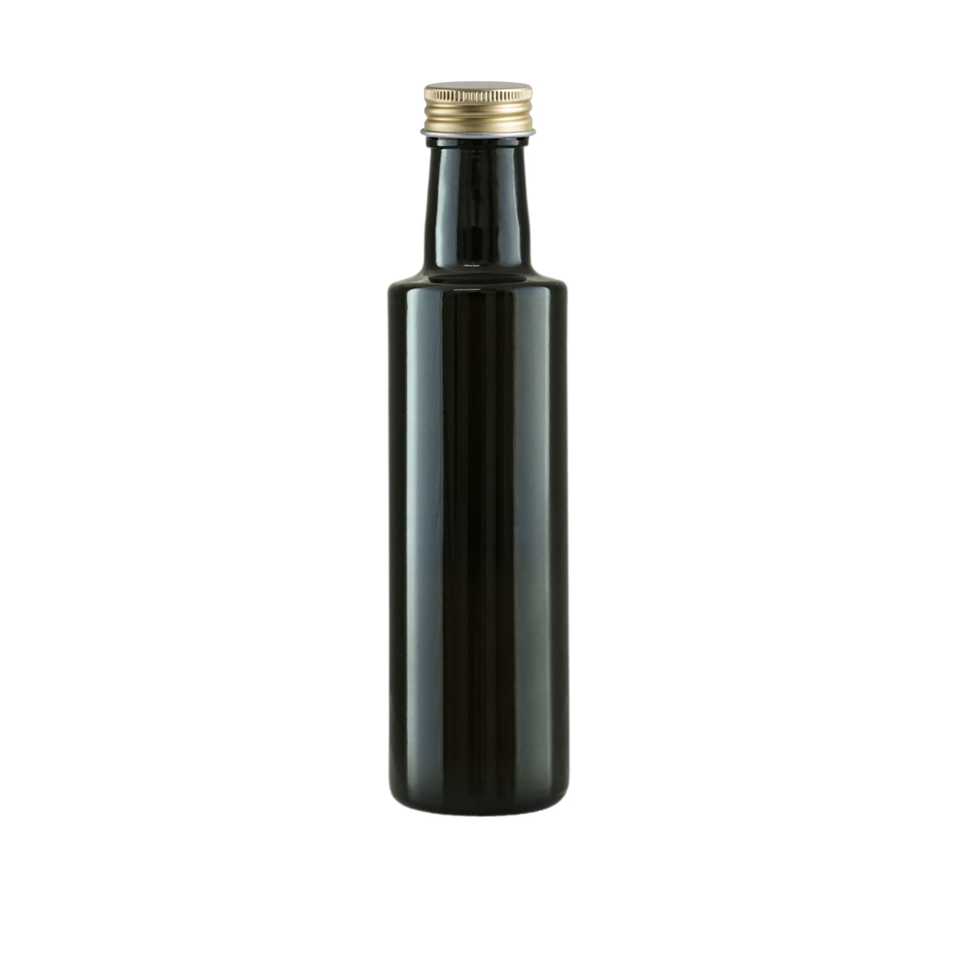 Glasflasche 500 ml rund braun Ölflasche Deckel Gold