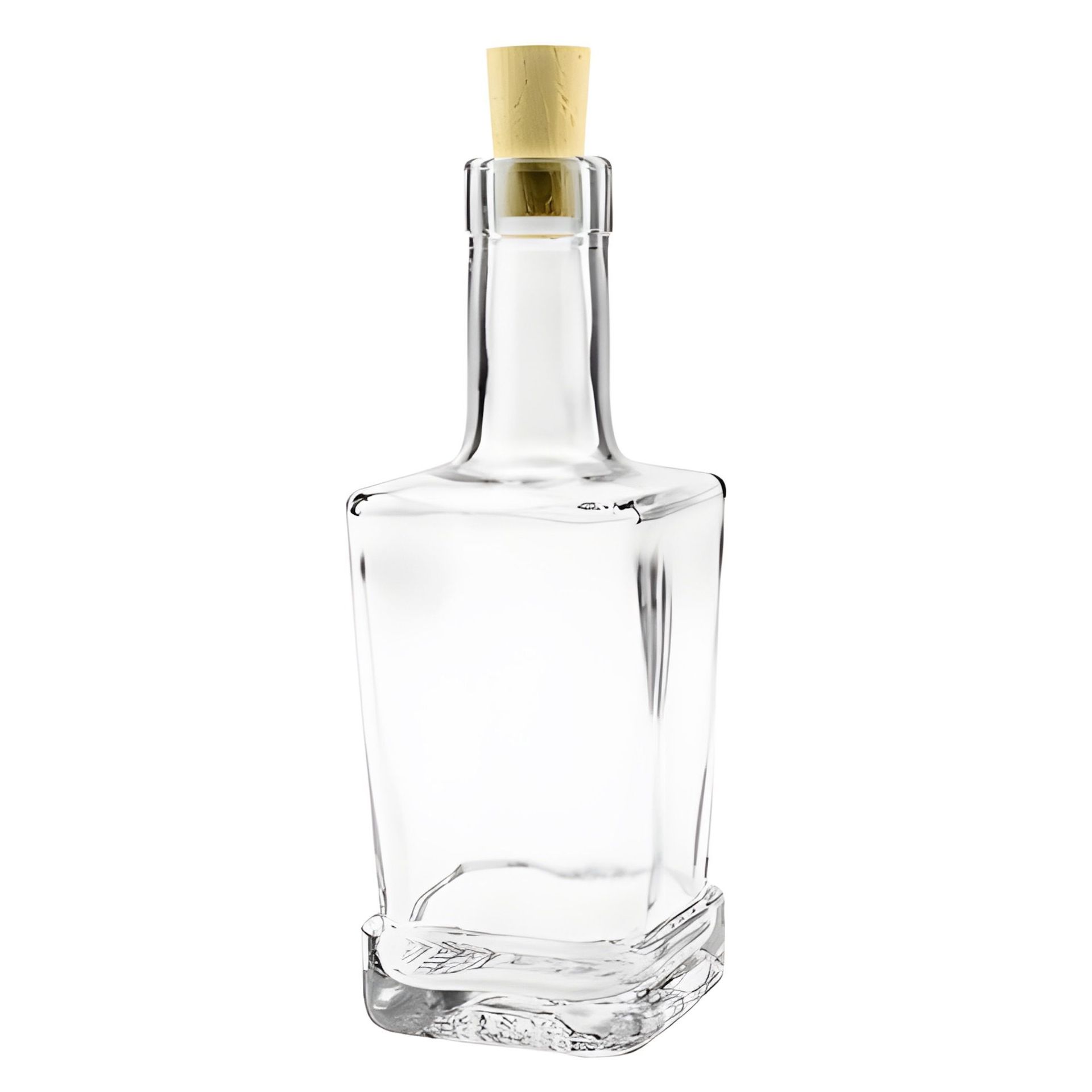 Glasflasche 250 ml viereckig mit Korken