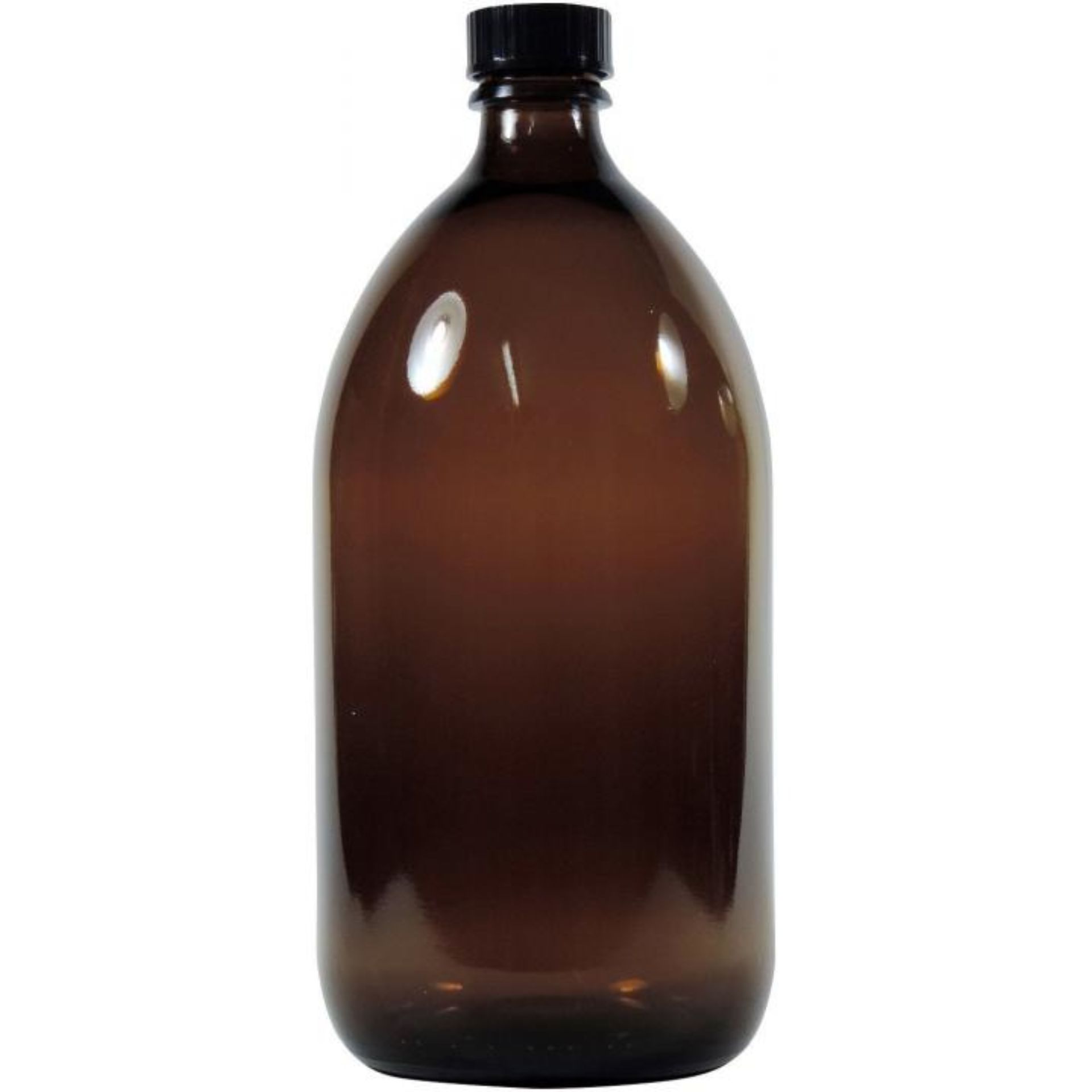 Apothekerflasche 1000 ml mit Schraubverschluss aus klarem Glas, ideal für die sichere Aufbewahrung von Flüssigkeiten in Laboren oder Apotheken.