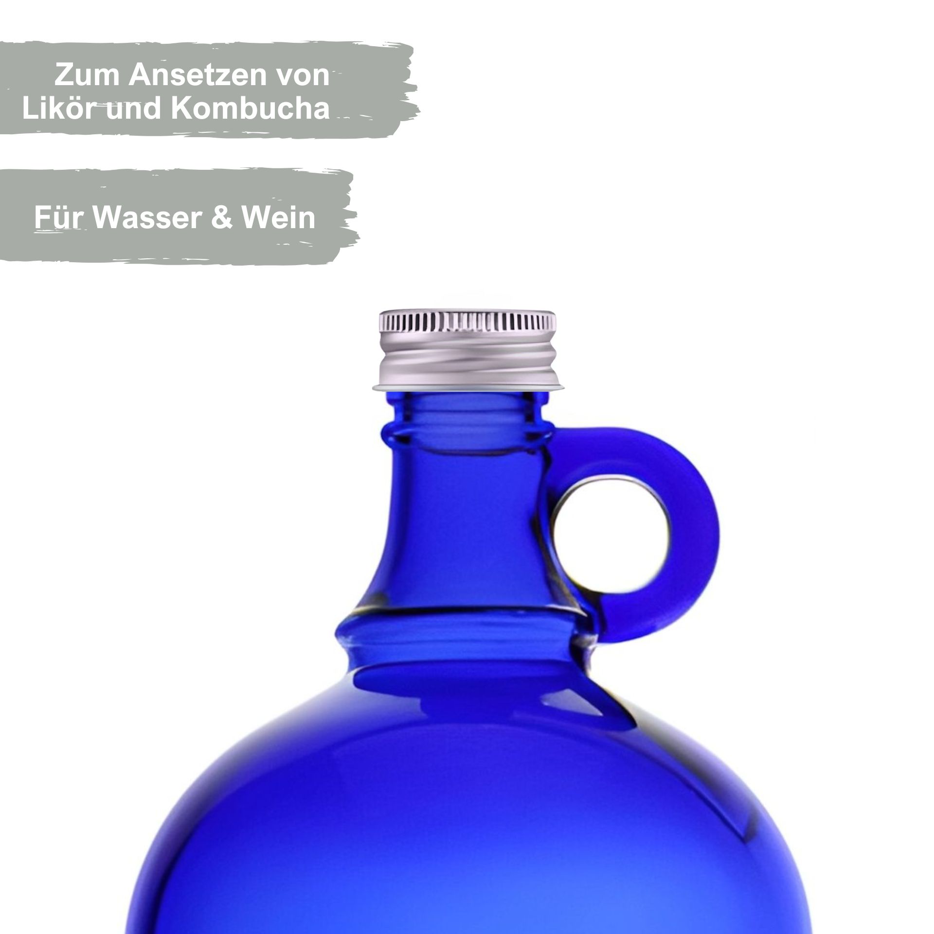 Glasflasche 2000 ml Henkelflasche blau Glasflasche 2000 ml Henkelflasche blau