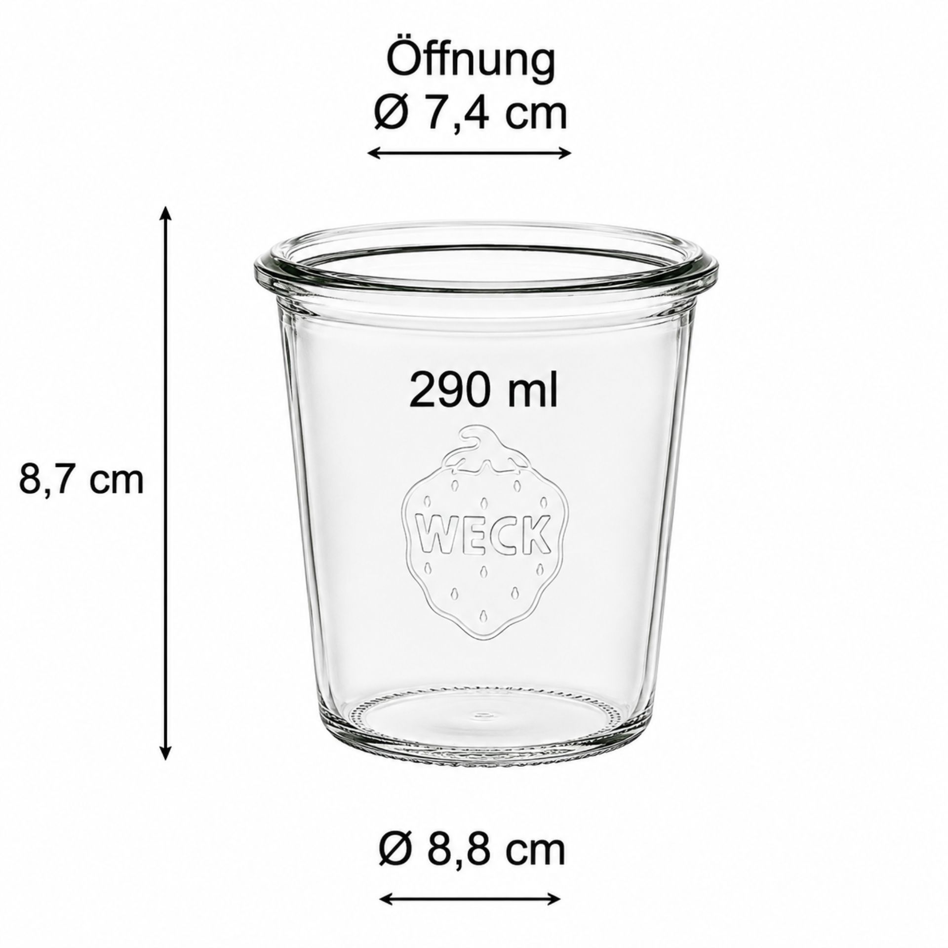 Weck Sturzglas 290 ml hoch Einmachglas mit Deckel - Transparentes Glas mit rotem Gummiring und Metallklammern ideal zum Einmachen, Aufbewahren oder Servieren von Lebensmitteln