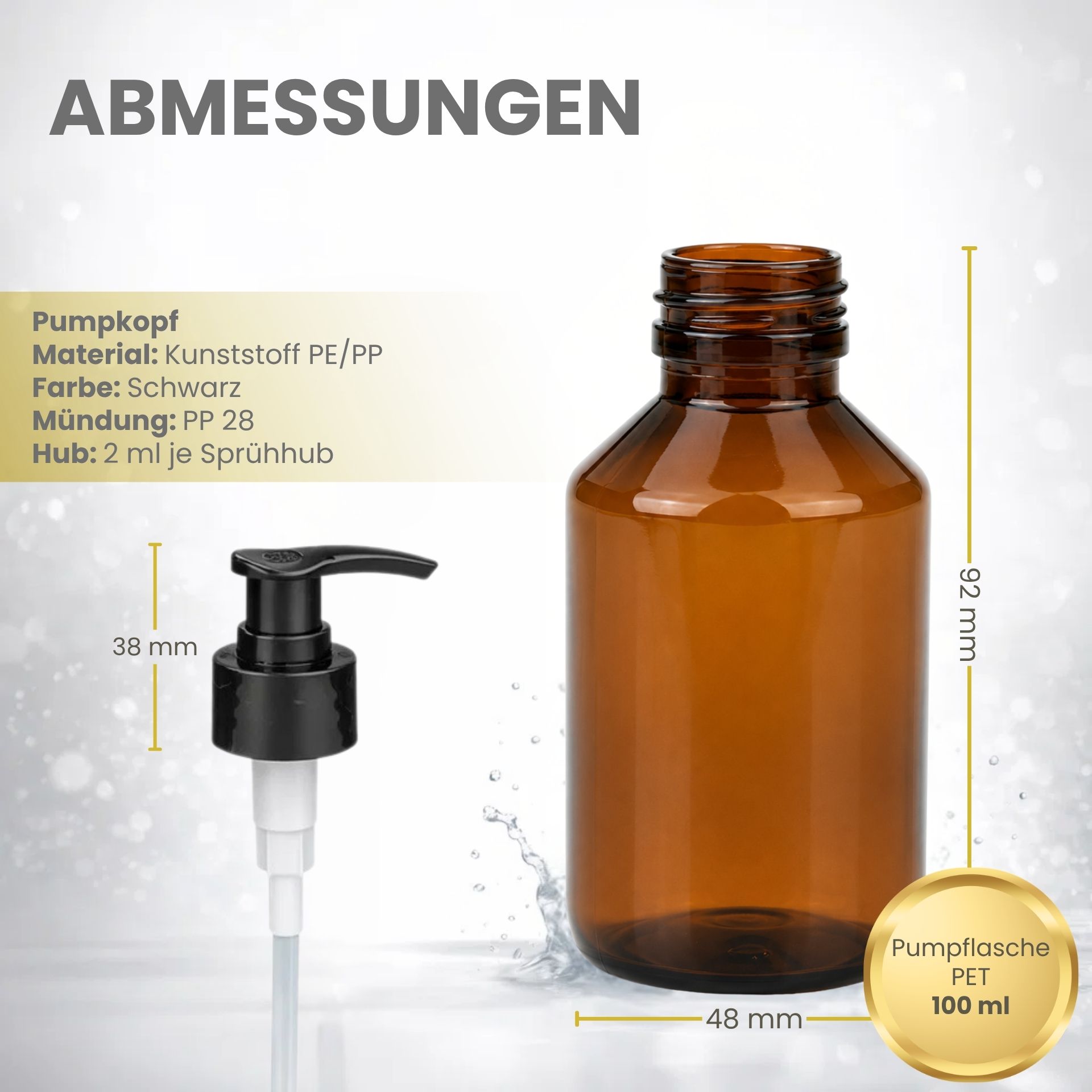 Seifenspender    100 ml braun Lotionspender PET Kunststoff