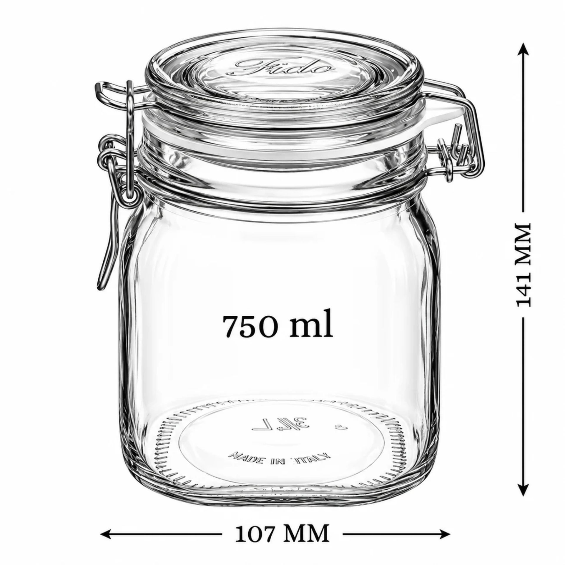 Bormioli Bügelverschlussglas  750 ml eckig