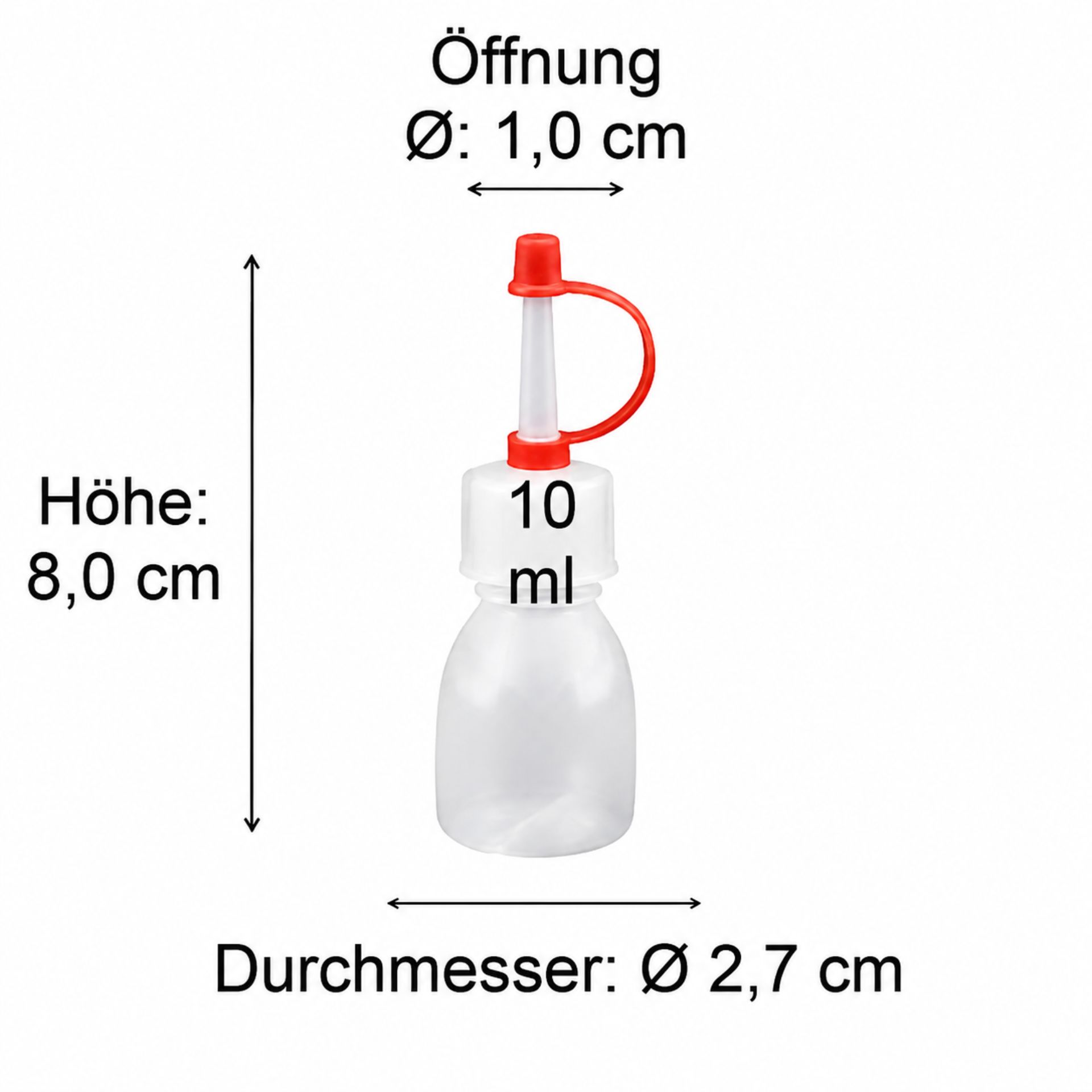 Produktbild: Hobbyflor Glasflasche 10 ml - Klar, Artikelnummer: VI9103KH10, Abmessungen: 20 mm Durchmesser, 65 mm Höhe, ideal für Bastelprojekte, Proben oder Aromatherapieöle.