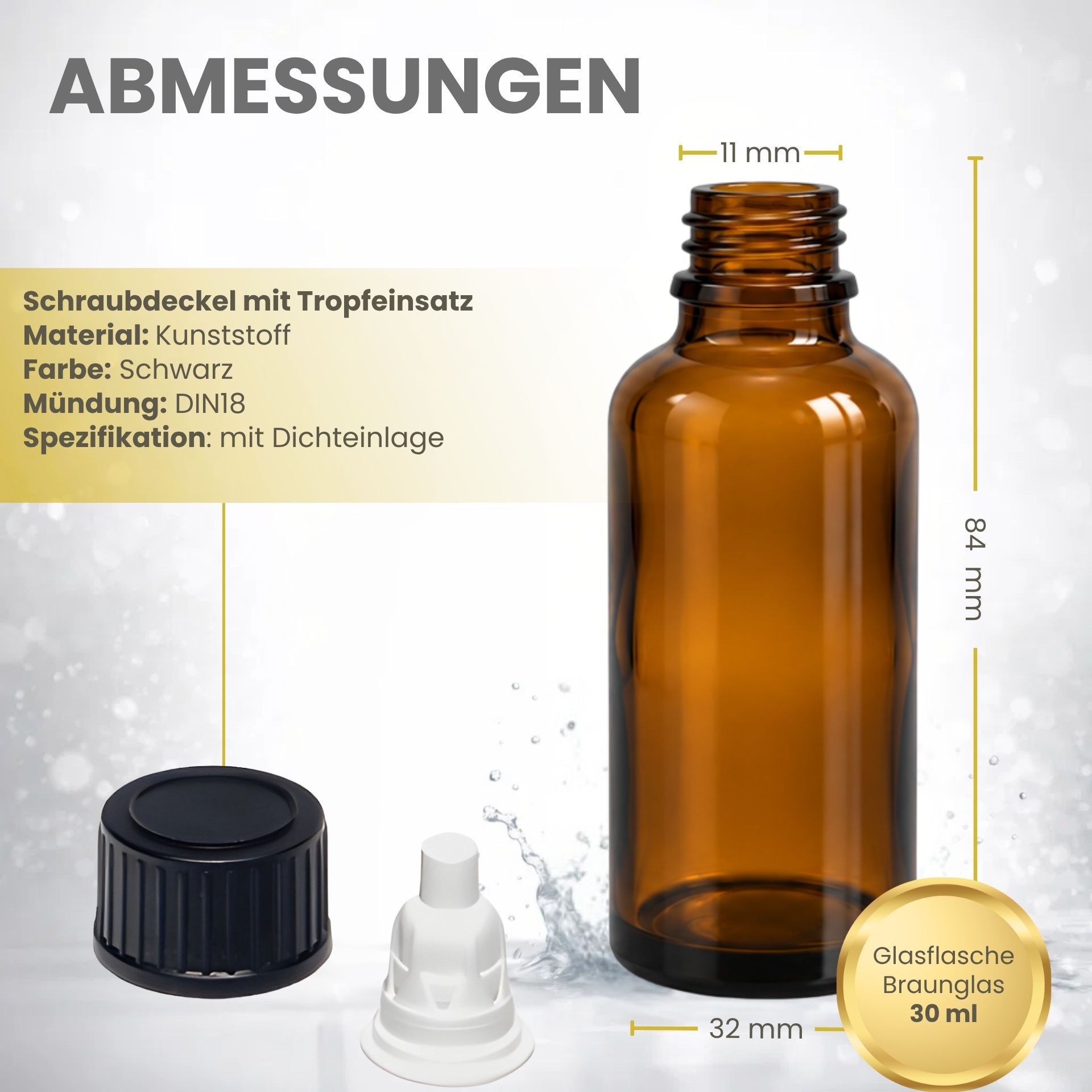 Tropfflasche   30 ml braun Glas Dosierflasche