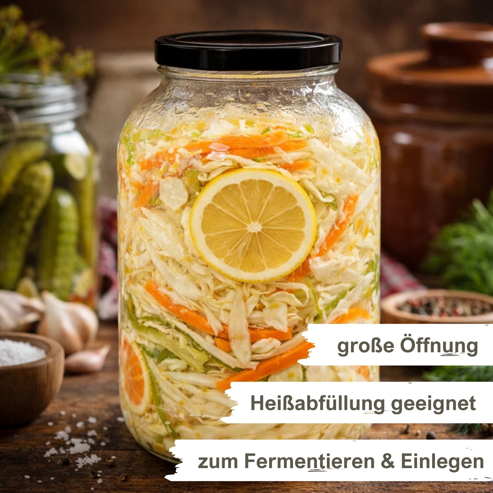 Einmachgläser 6x4250 ml mit Schraubdeckel schwarz