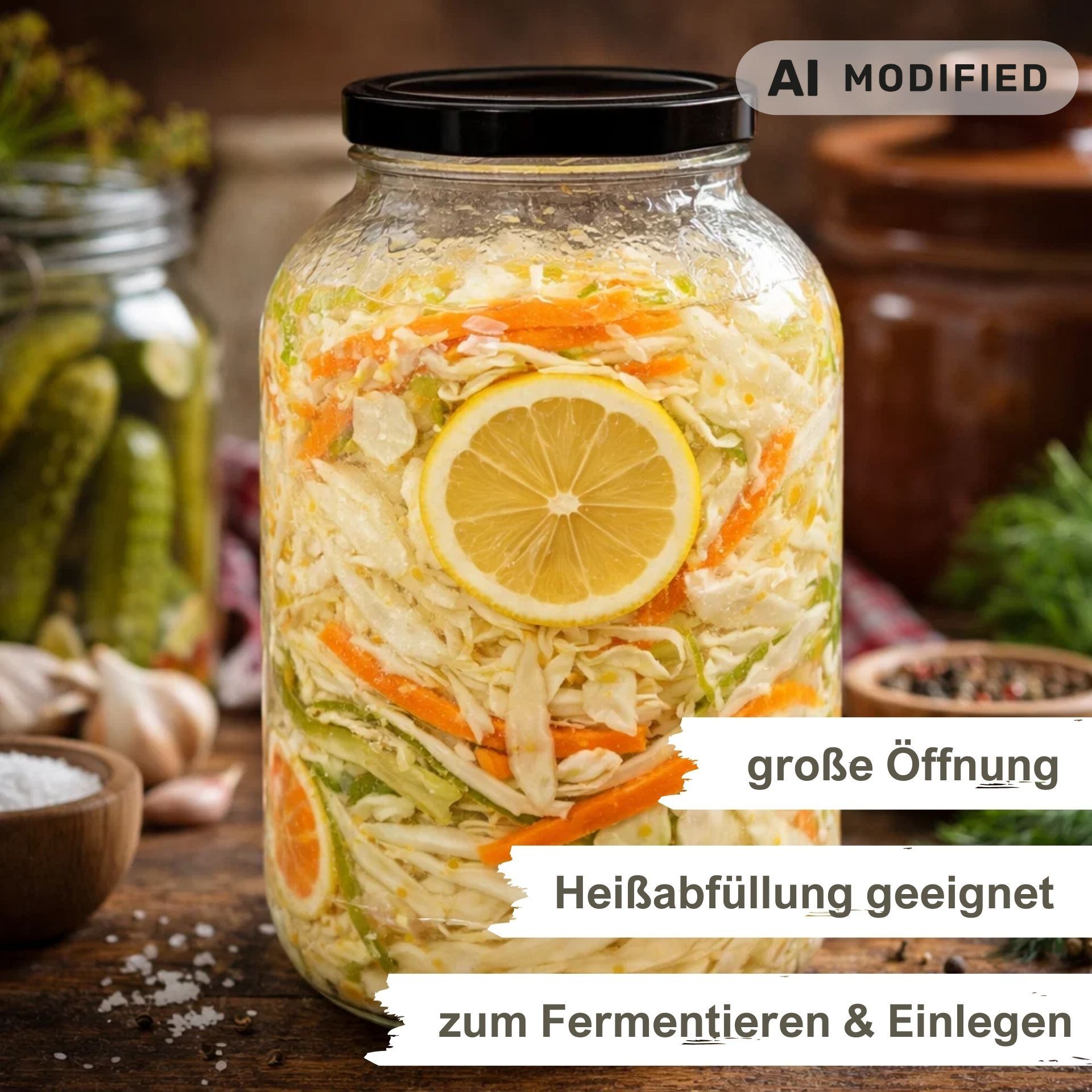 Einmachgläser 6x4250 ml mit Schraubdeckel schwarz