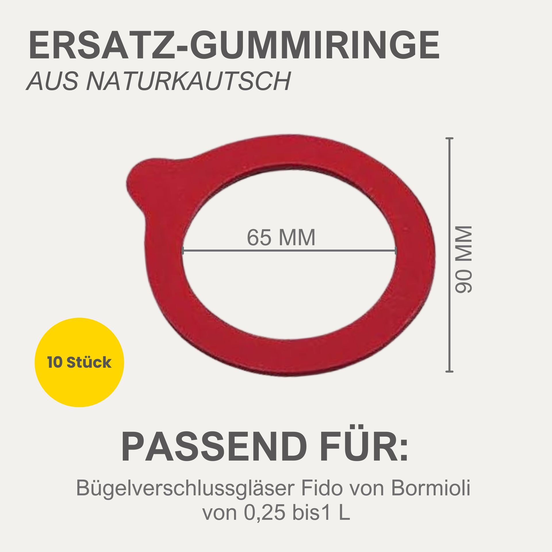 10 Einkochringe 65x90 mm Weckringe rot 10 Einkochringe 65x90 mm Weckringe rot