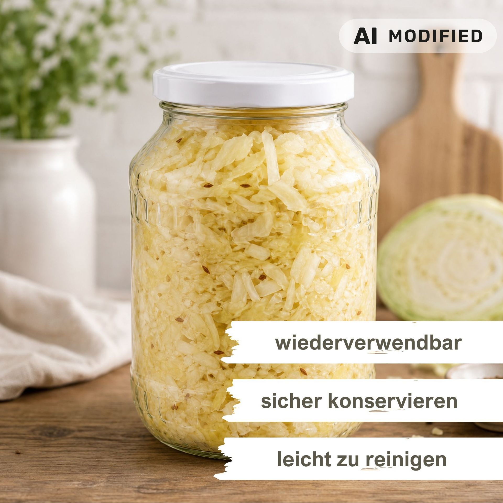 Einmachgläser 6x2650 ml mit Schraubdeckel Weiß