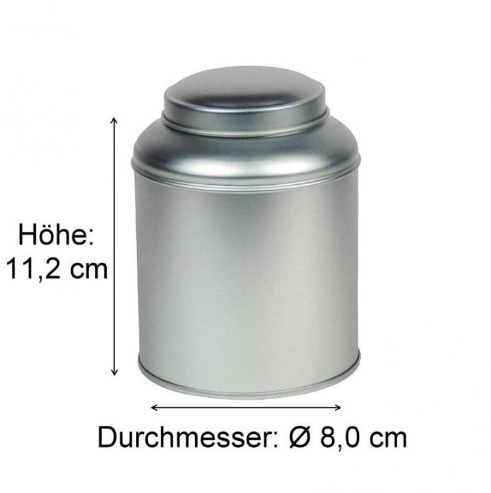 Bild einer Aluminiumdose mit den Maßen 12 cm Höhe und einem Volumen von 0,33 Litern, ideal für Getränkeverpackungen, abgebildet auf einem weißen Hintergrund.