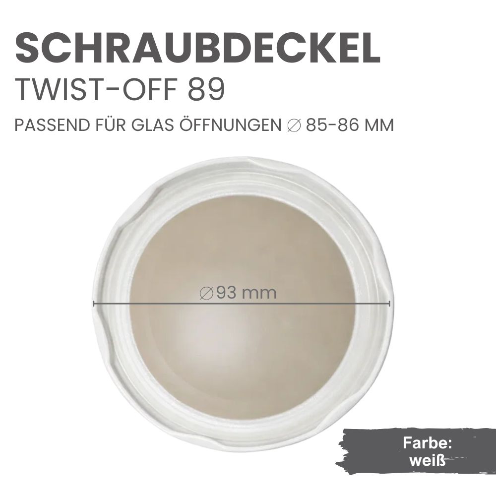 Twist-Off Deckel TO 89 / 9,3 cm weiß pasteurisierbar